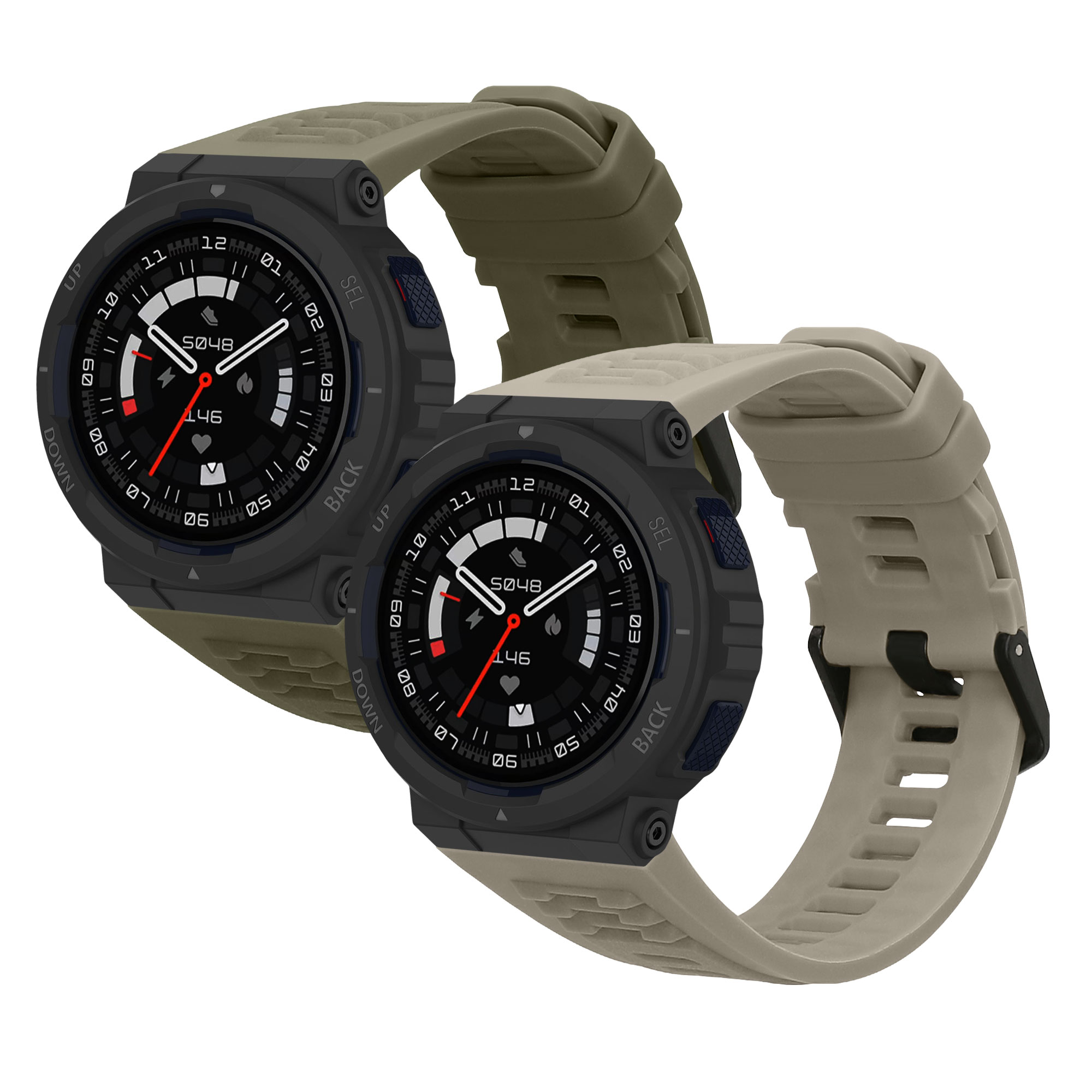 Sada 2 řemínků pro Amazfit Active Edge (A2212) kwmobile - tmavě zelená a šedá