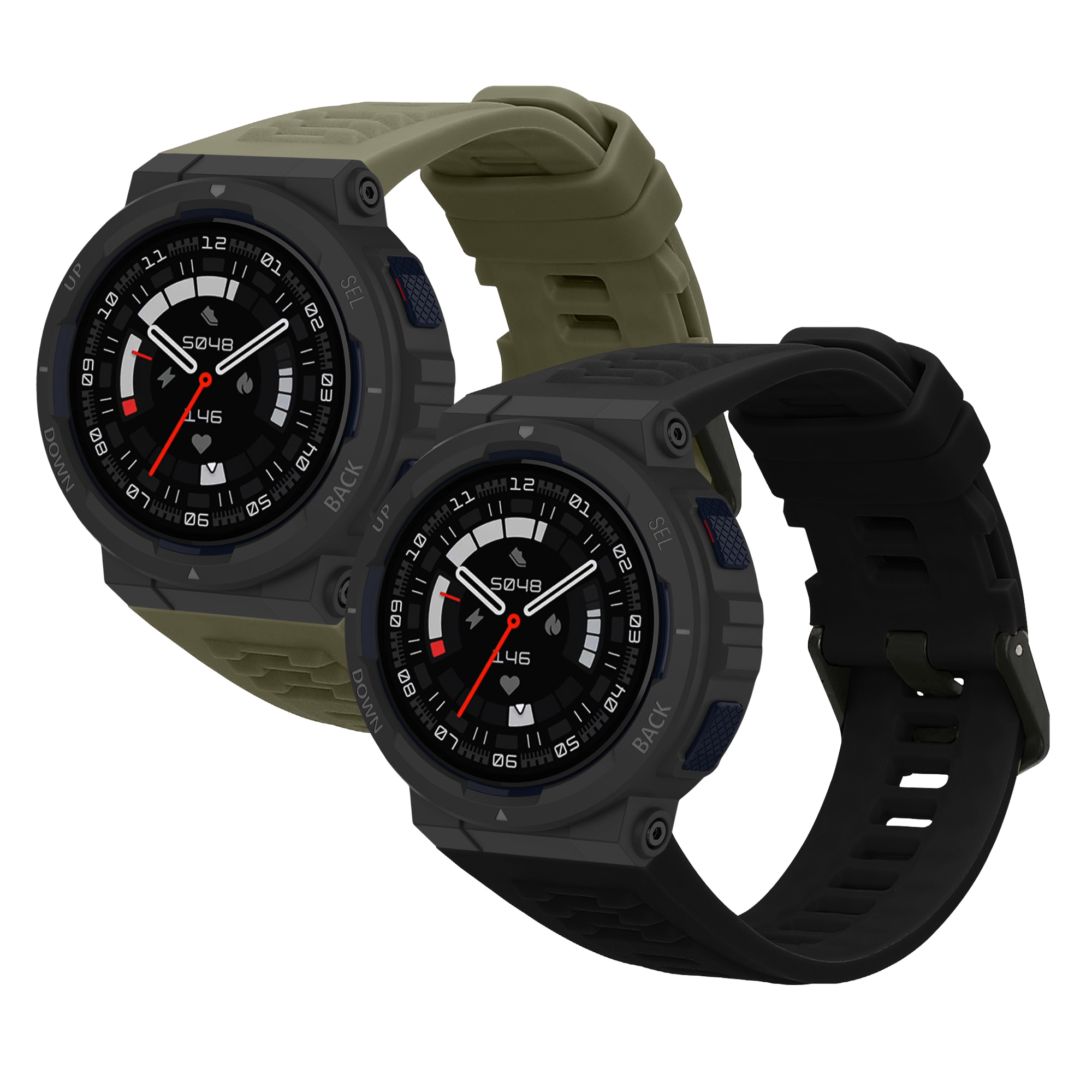Silikonové řemínky pro Amazfit Active Edge (A2212), 2 ks kwmobile ‑ tmavě zelená / černá