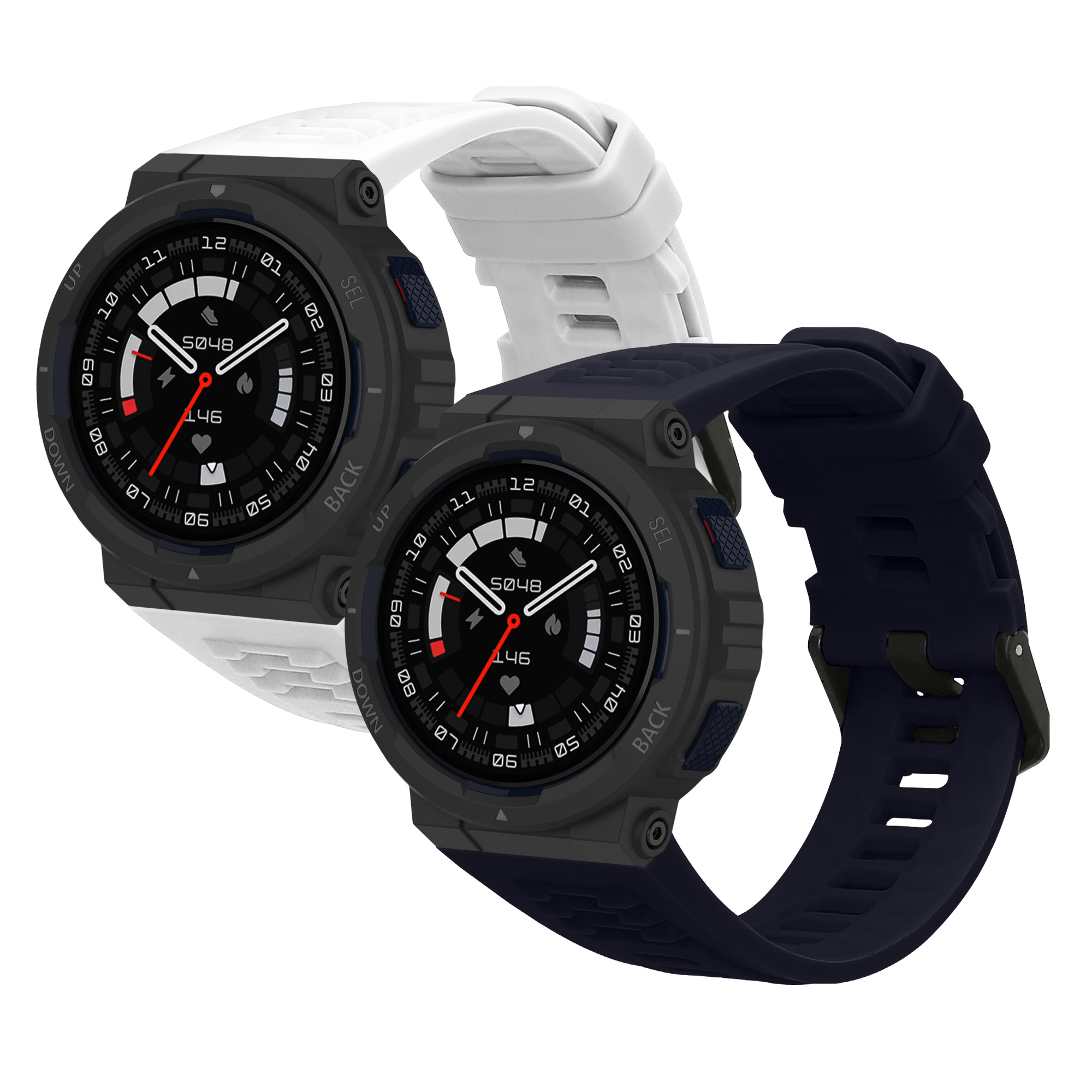 Řemínky pro Amazfit Active Edge (A2212) kwmobile silikonové - tmavě modrá / bílá