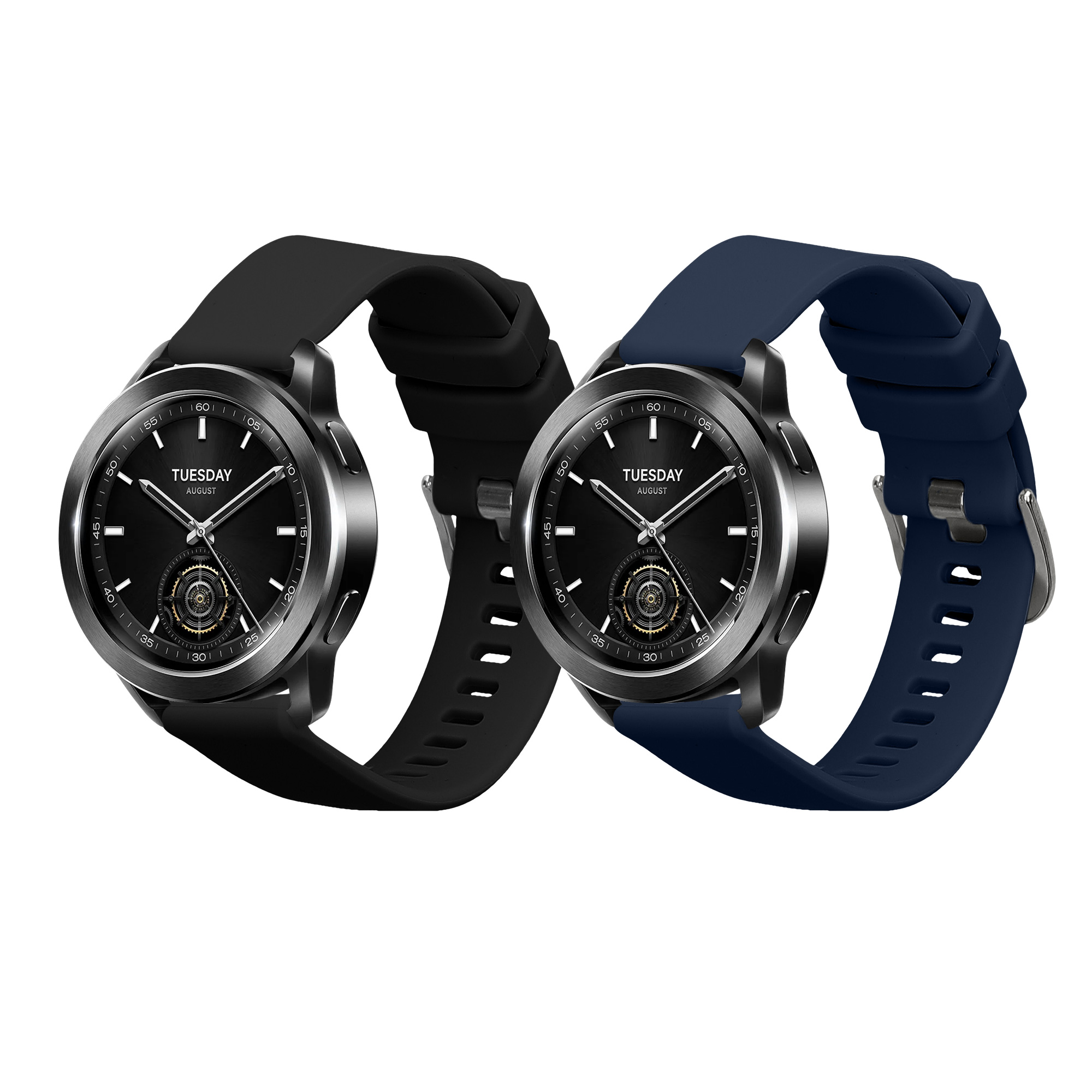 Řemínek na hodinky kwmobile silikonový pro Xiaomi Watch S3, černá / tmavě modrá, 2 ks