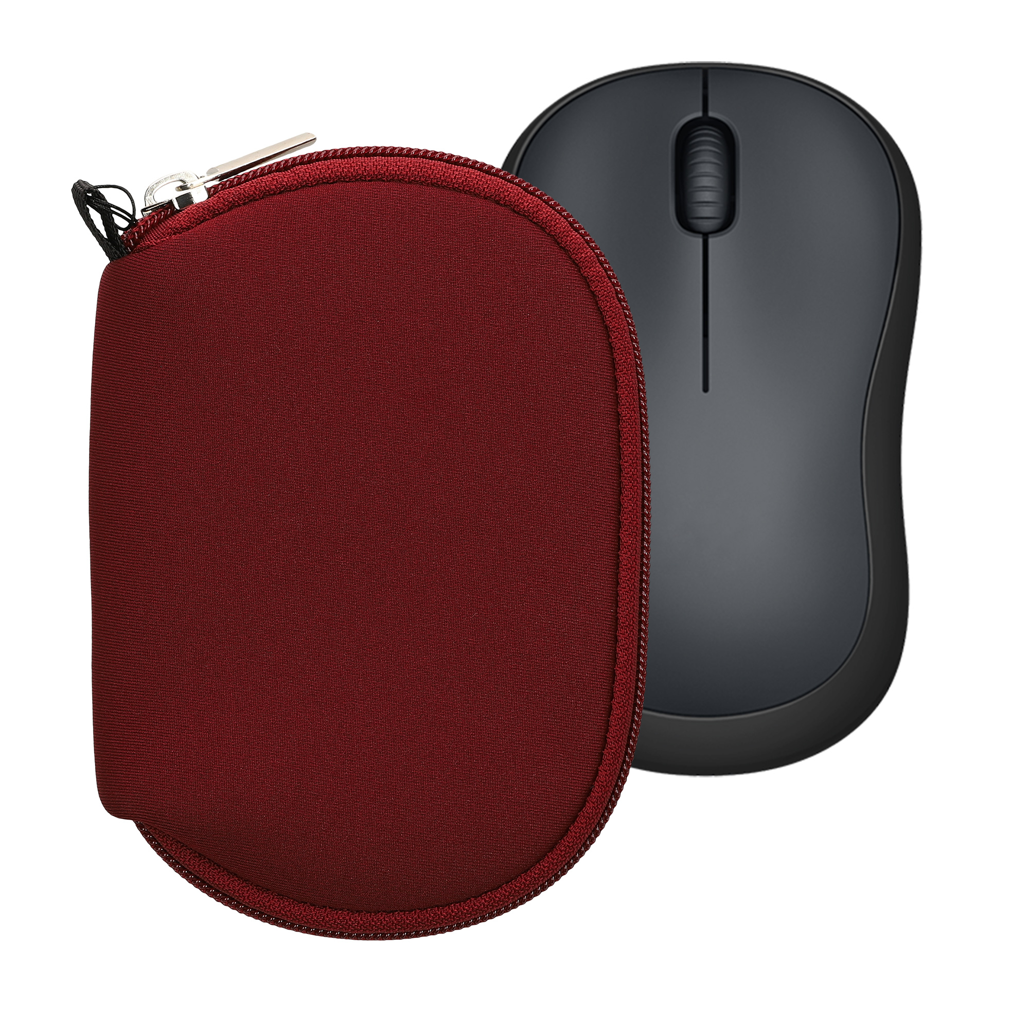Neoprenové pouzdro na myš Logitech M220 SILENT / M235 / M185 se zipem kwmobile ‑ vínová