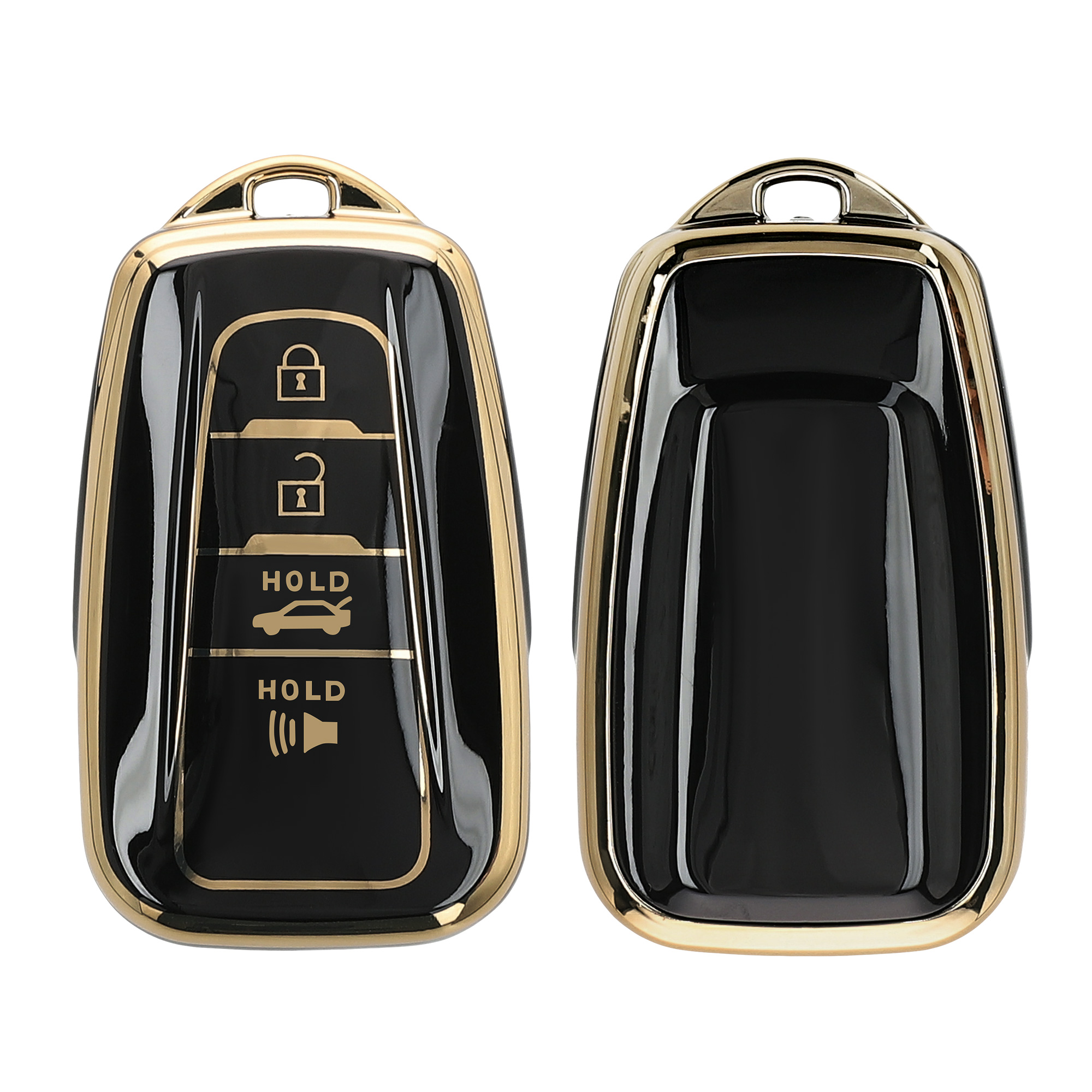 Pouzdro na klíč od auta Toyota 4-Button 2018-2024 RAV4 Avalon Camry C-HR Prius kwmobile - černá/gold