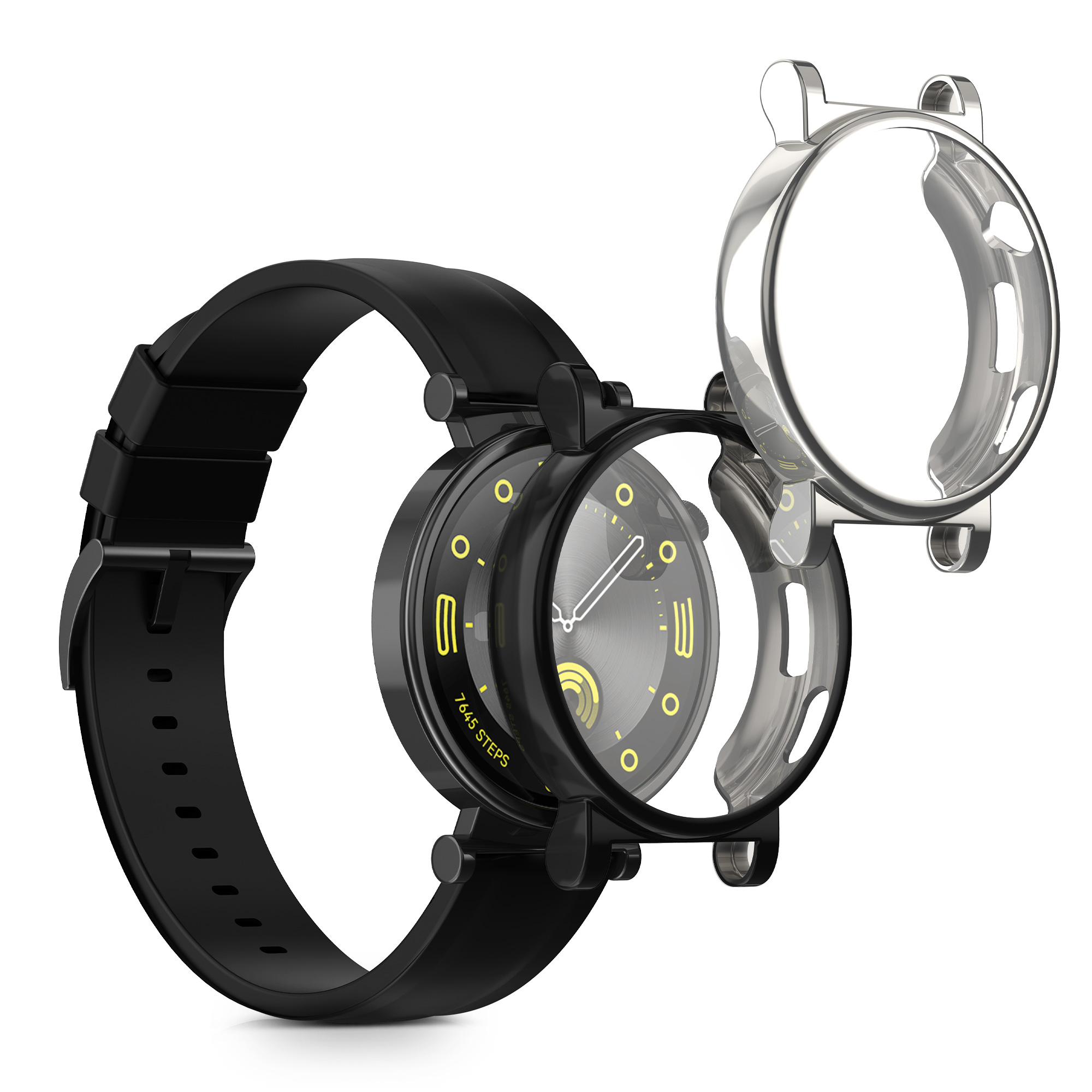 2x obal s ochranným sklem pro Huawei Watch GT4 41mm kwmobile silikonové - černá / stříbrná