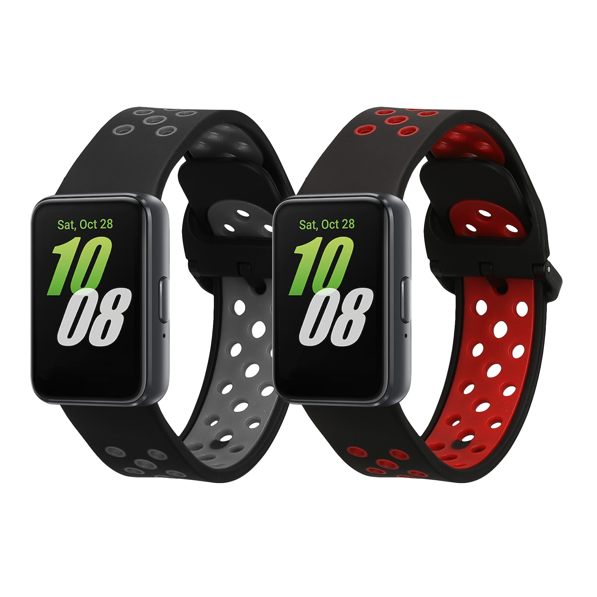 Řemínky pro Samsung Galaxy Fit 3 kwmobile silikonové - černá / červená / černá / šedá