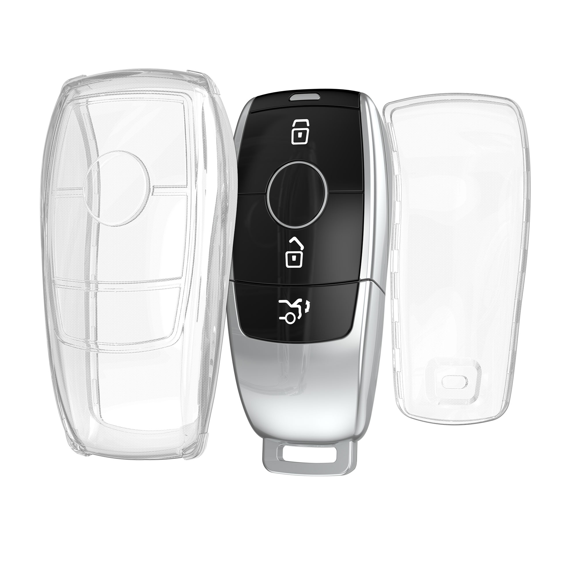 Obal na klíč pro Mercedes-Benz Smart Key (pouze Keyless), měkké protiskluzové TPU odolné proti poškrábání kwmobile ‑ čirá