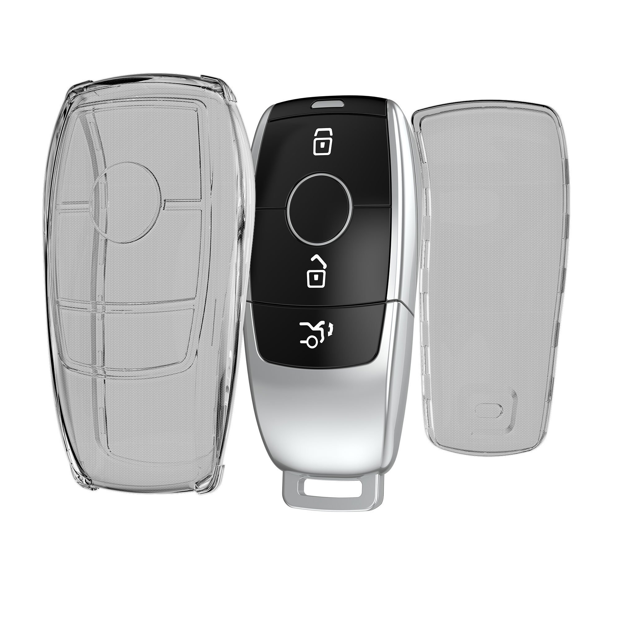 Pouzdro na klíč od auta kwmobile Mercedes-Benz Smart Key Keyless, černá / transparentní