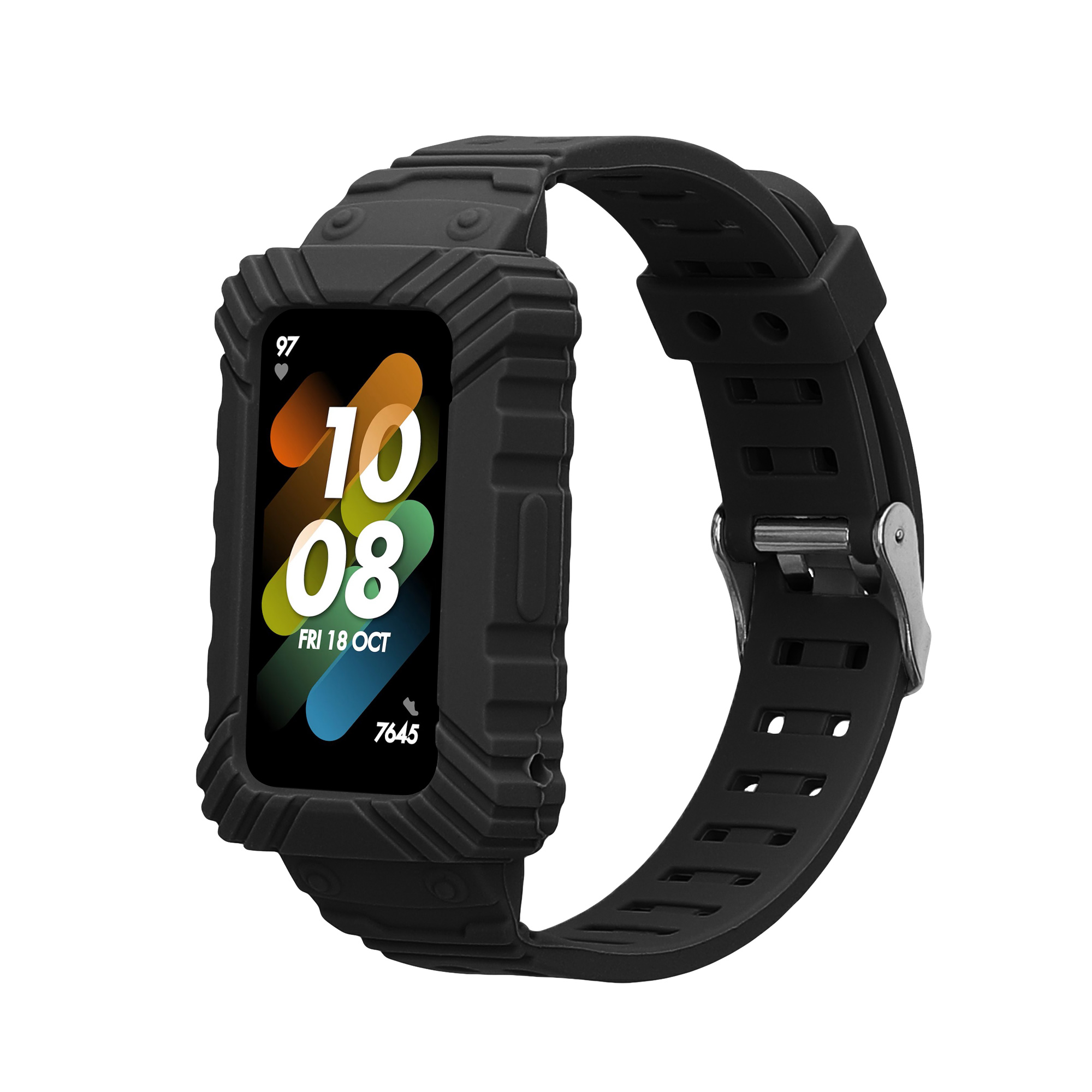 Sada silikonových řemínků na chytré hodinky Huawei Band 9 / Band 8 7 6 Pro / Honor Band 7 6 černé
