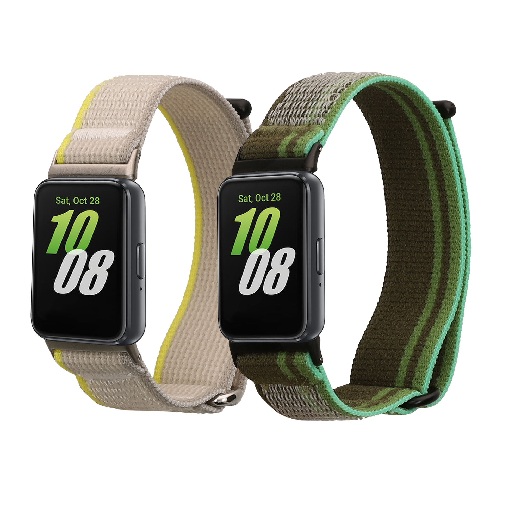 Nylonový řemínek na chytré hodinky Samsung Galaxy Fit 3 kwmobile tmavě zeleno-světle šedo-zelený