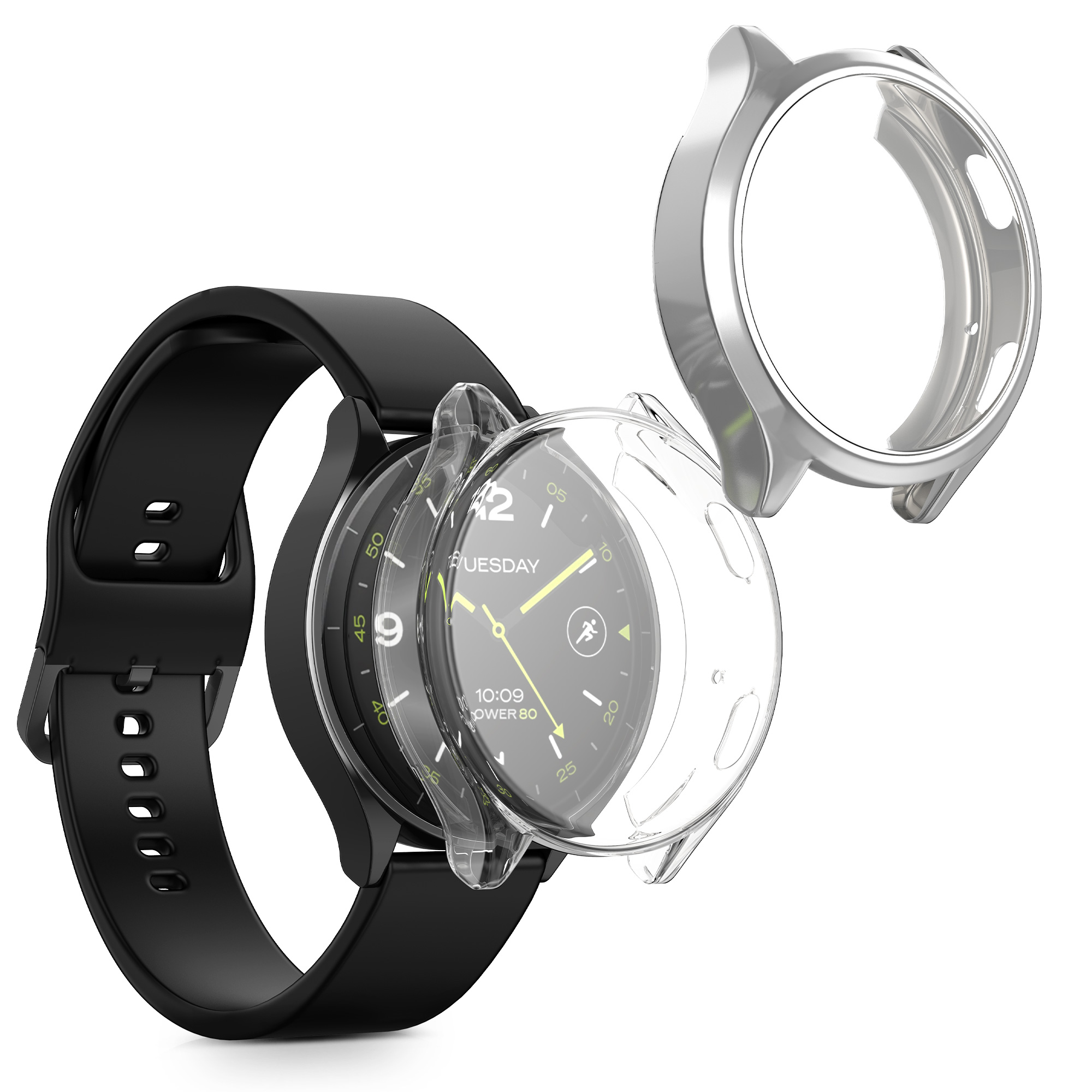 2x obal s ochranným sklem pro Xiaomi Watch 2 kwmobile silikonové - stříbrná / transparentní