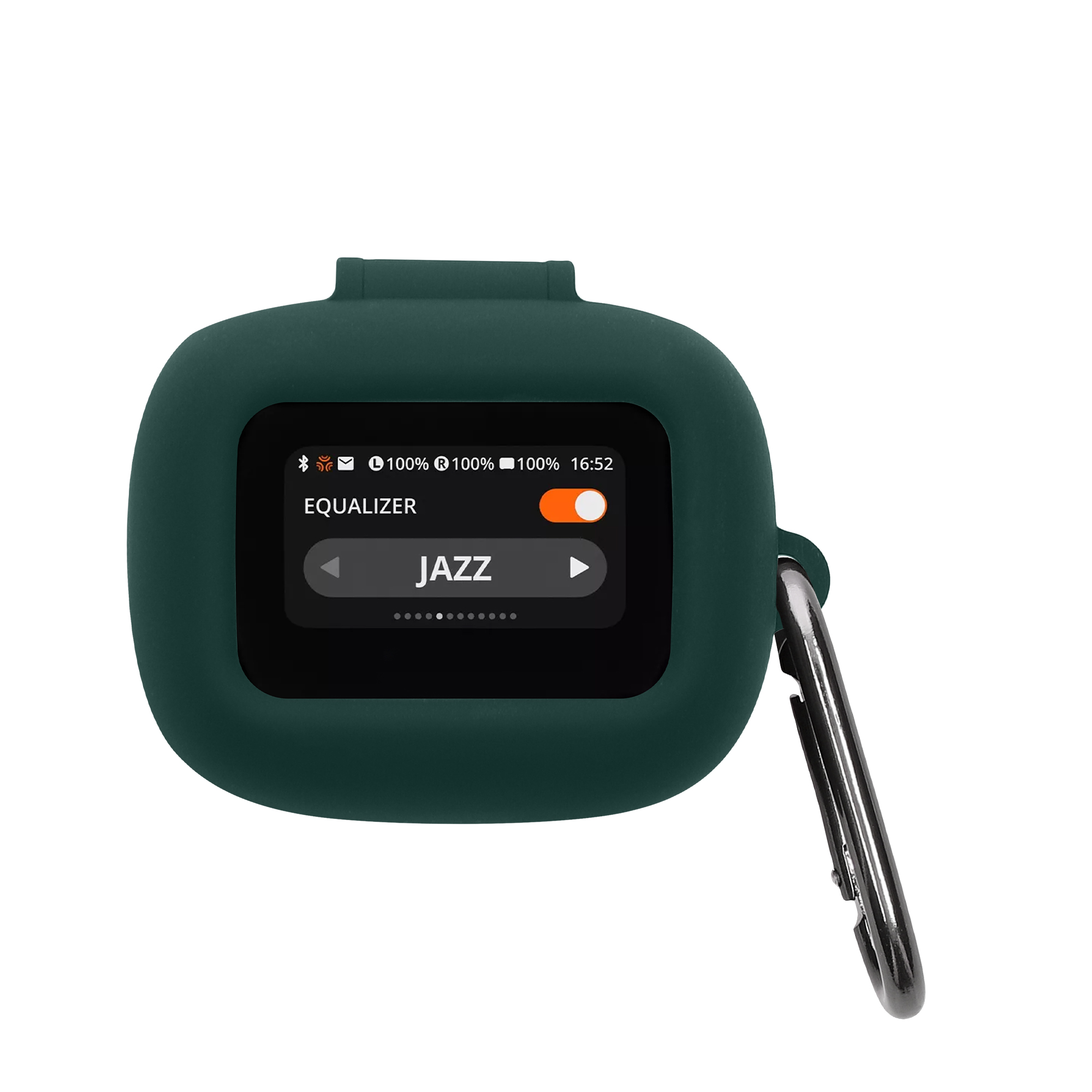 Obal pro JBL Live Flex 3 / Live Buds 3 / Live Beam 3 kwmobile s karabinou silikonové - tmavě zelená