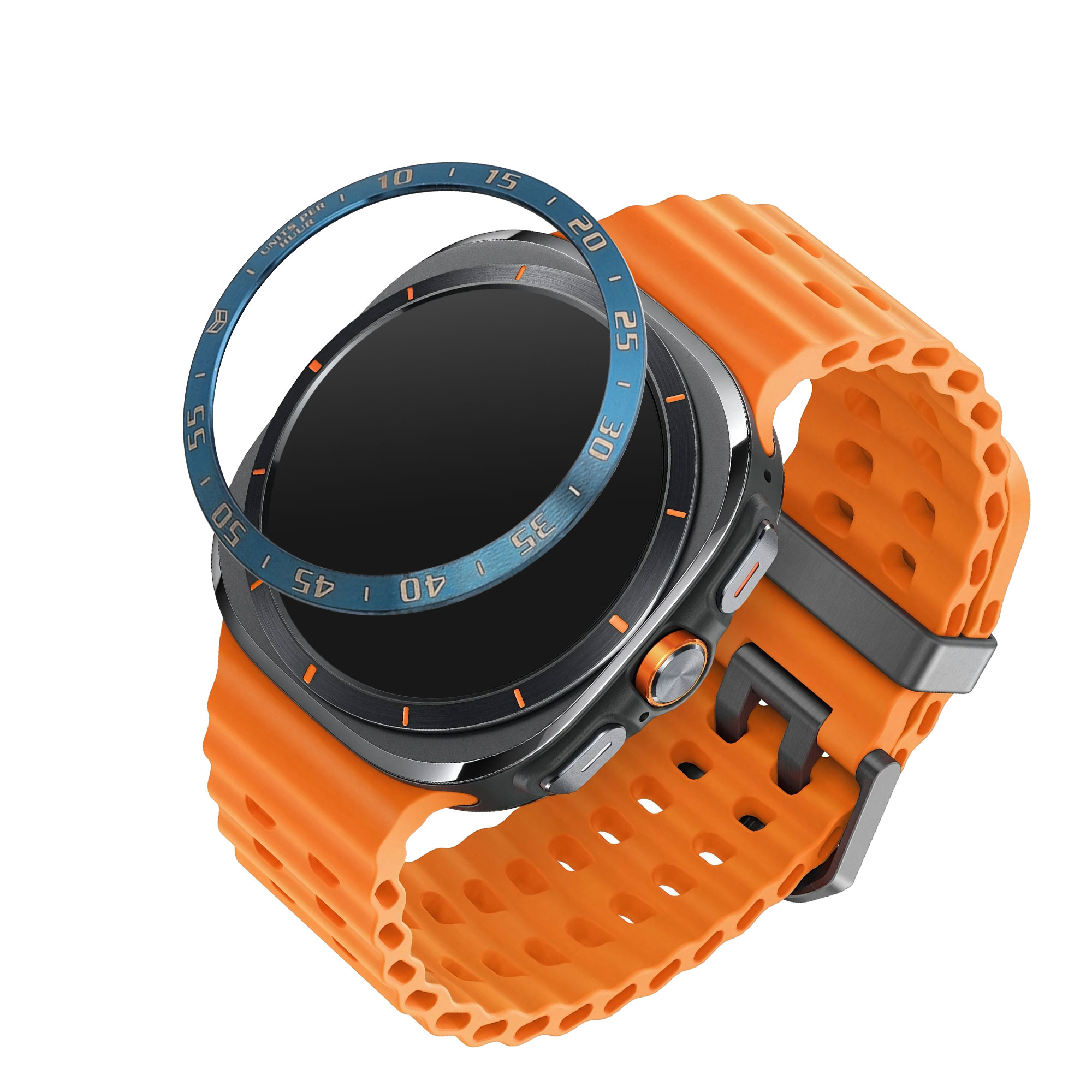 Ochranný rámeček pro Samsung Galaxy Watch Ultra 47mm kwmobile hliníkové - modrá / bílá