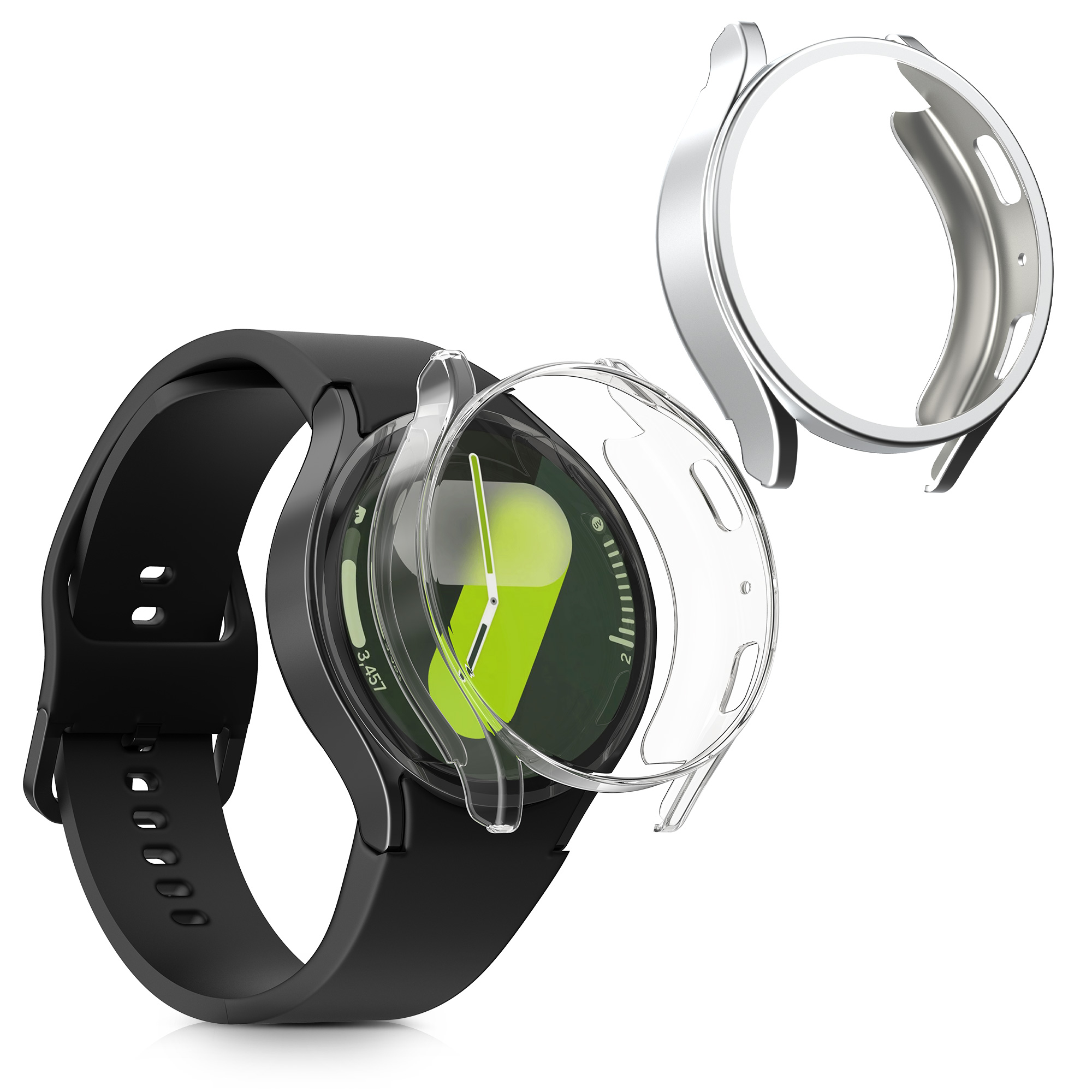 2x Ochranná fólie na hodinky Galaxy Watch 7 44mm kwmobile transparentní/stříbrný