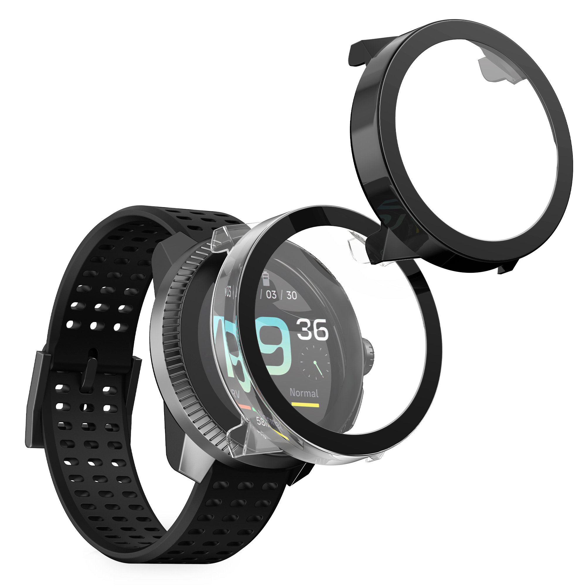 2x obal s ochranným sklem pro Suunto Race S kwmobile - transparentní / černá