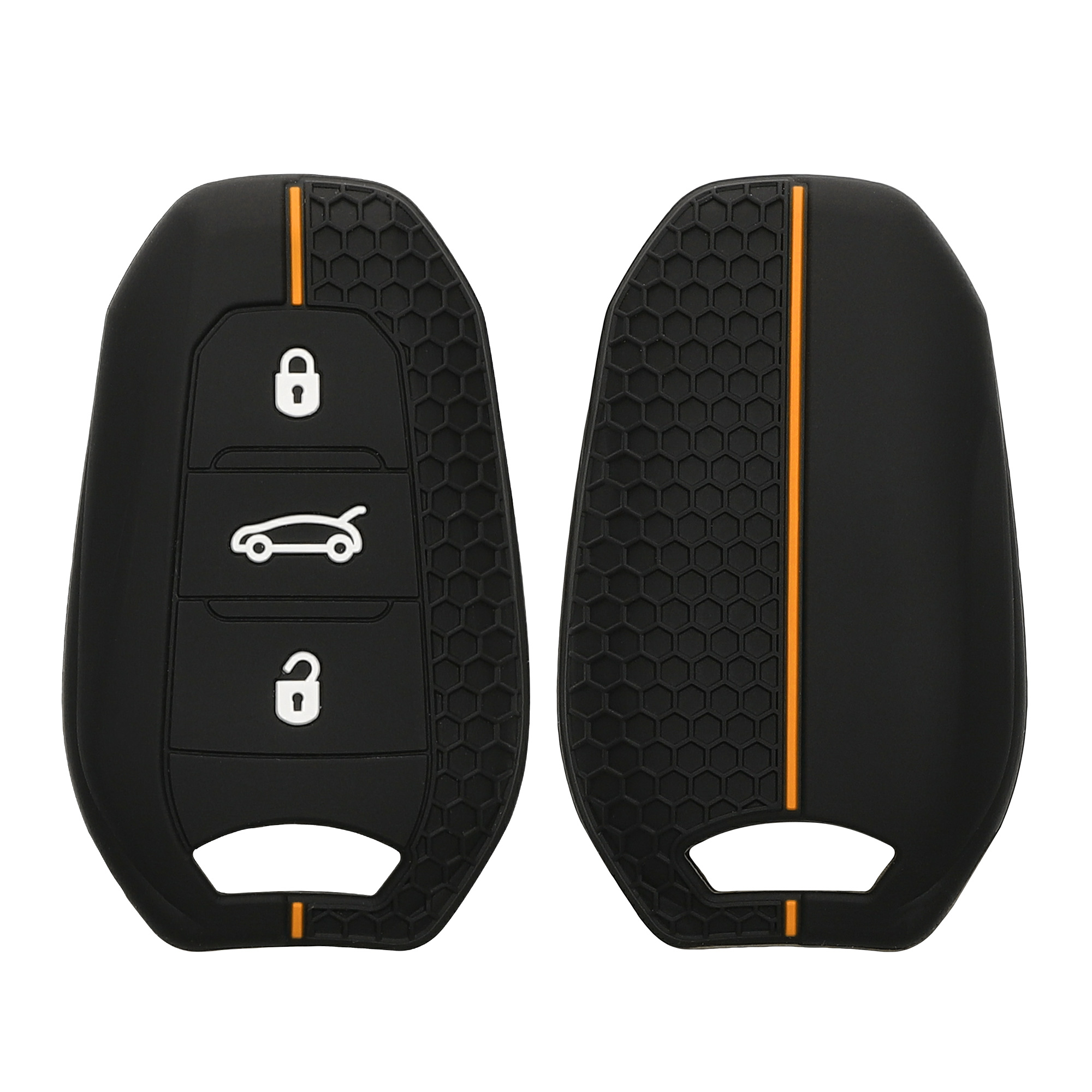 Obal na klíč od auta pro Peugeot Citroen chytrý klíč se 3 tlačítky kwmobile - černá / oranžová