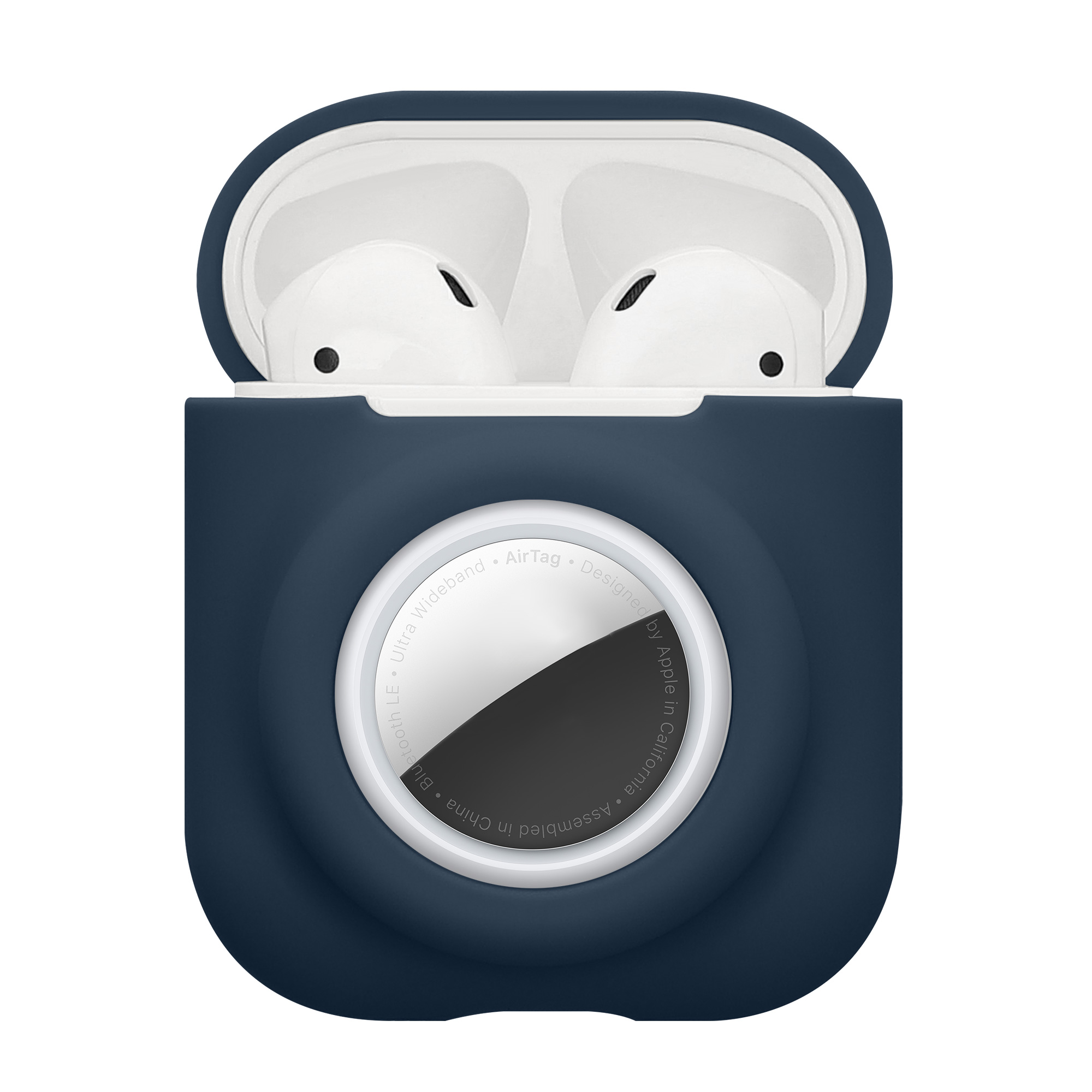 Obal pro Apple Airpods 1 & 2 kwmobile s karabinou silikonové - tmavě modrá