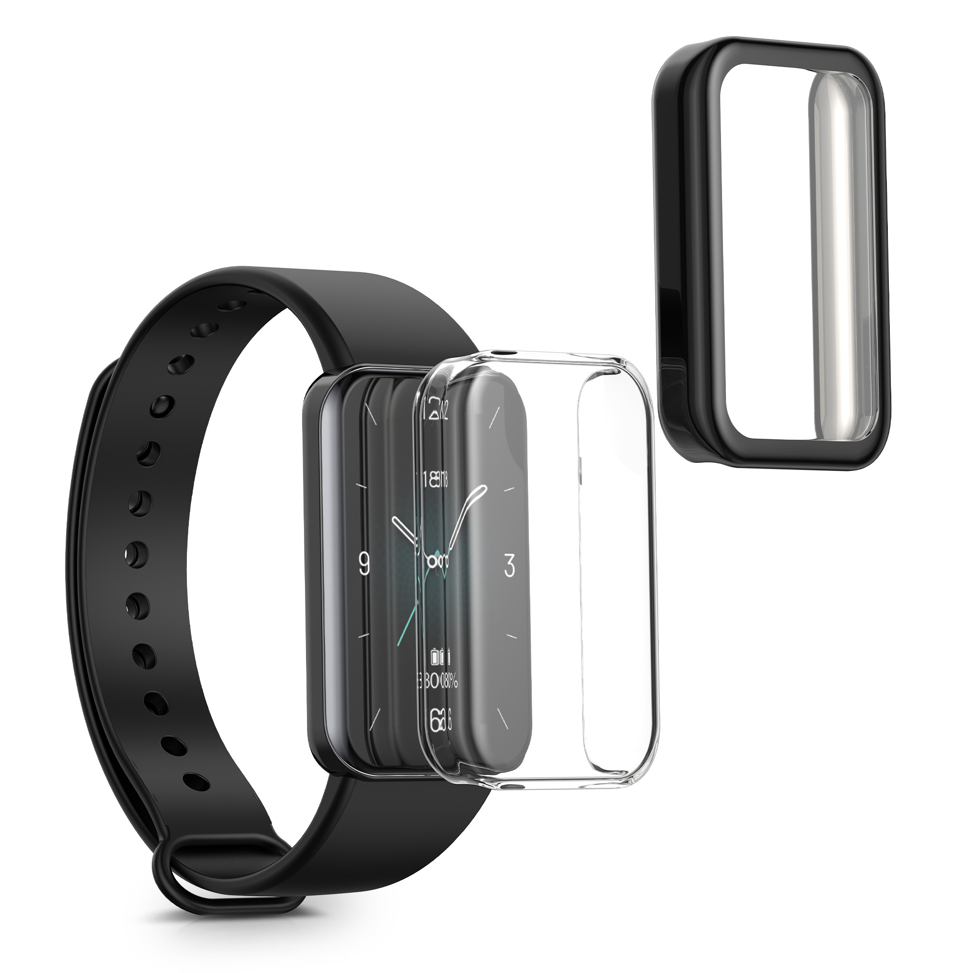 Ochranný rámeček se sklem na fitness náramek HONOR Band 9 Case 2 ks transparentně-černé