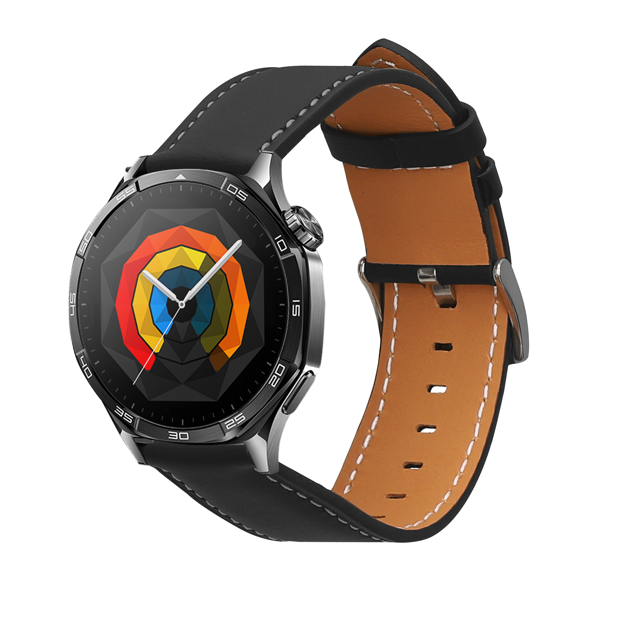Kožený řemínek Huawei Watch GT5 46mm černá/hnědá kwmobile