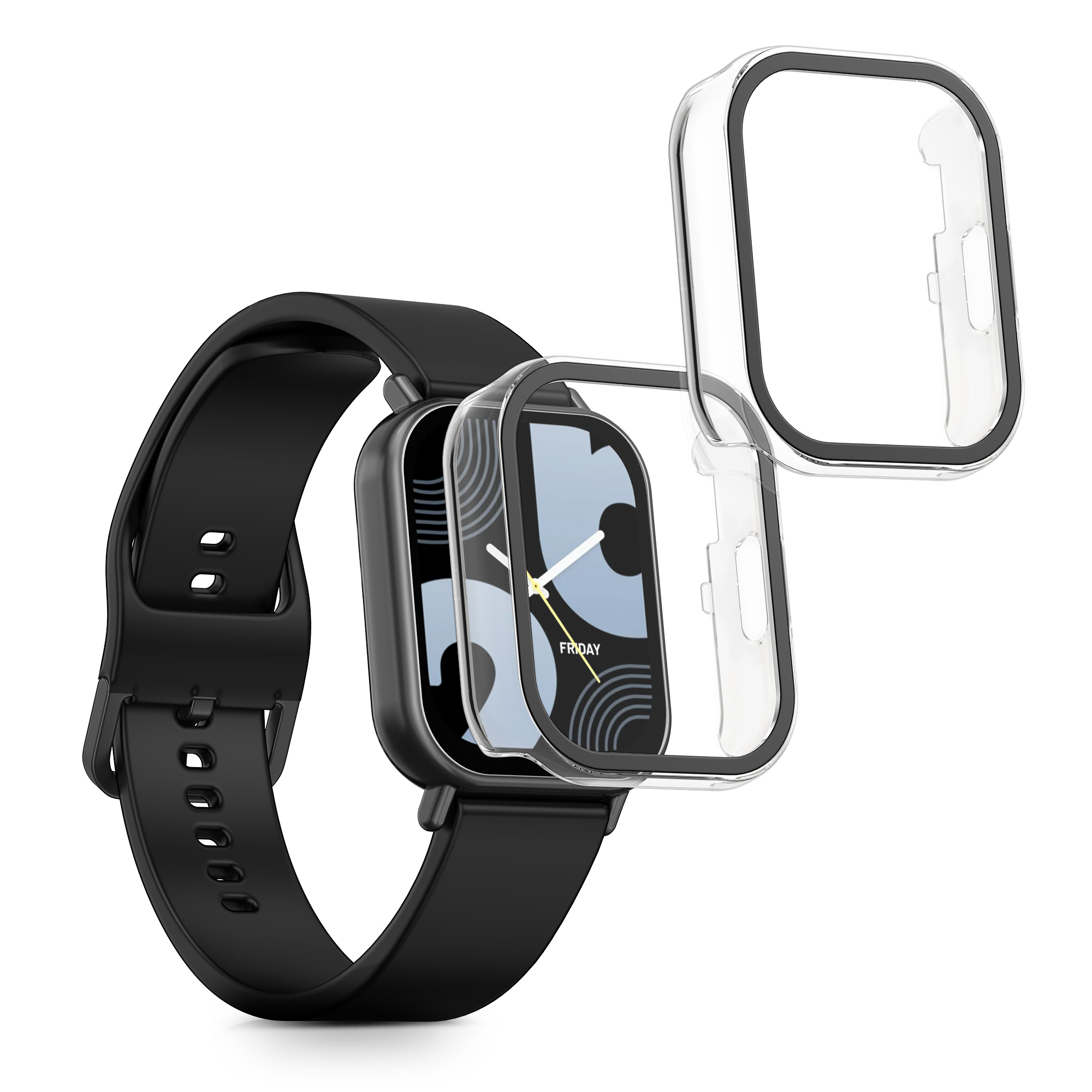 kwmobile ochranný kryt s tvrzeným sklem Redmi Watch 5 Lite - transparentní