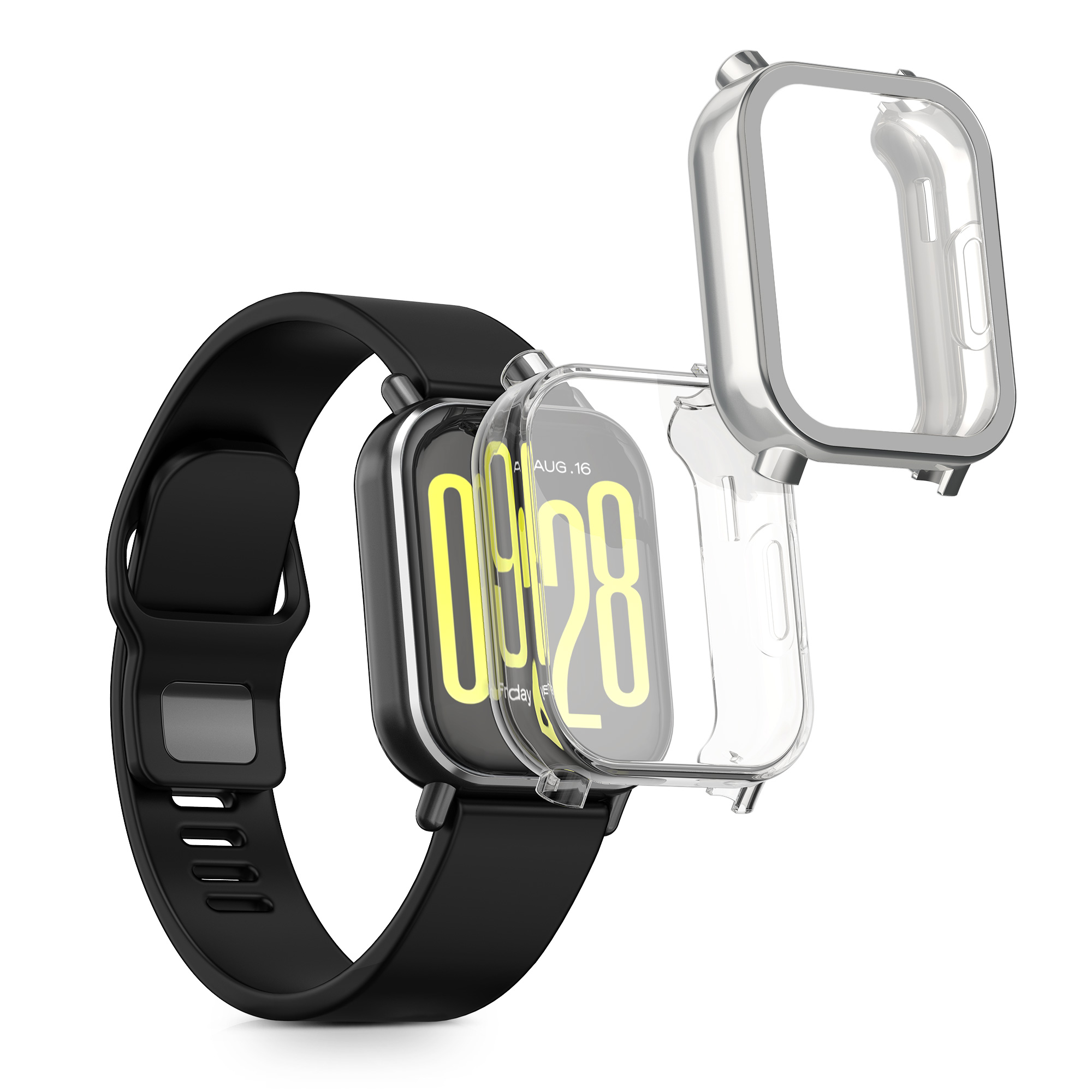 kwmobile ochranný kryt na chytré hodinky Redmi Watch 5 Active - transparentní / stříbrná