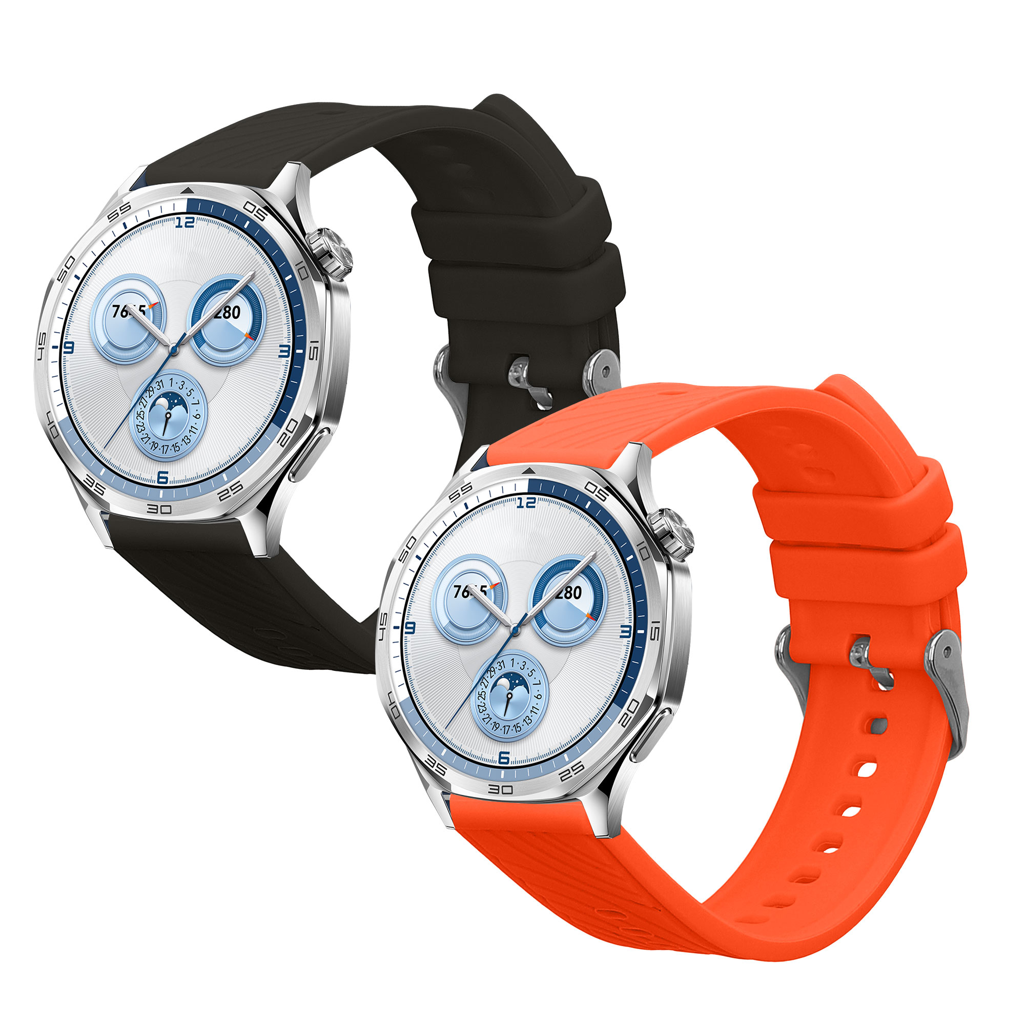 Řemínky pro Huawei Watch GT5 46mm / GT5 Pro 46mm kwmobile silikonové - tmavě šedá / oranžová