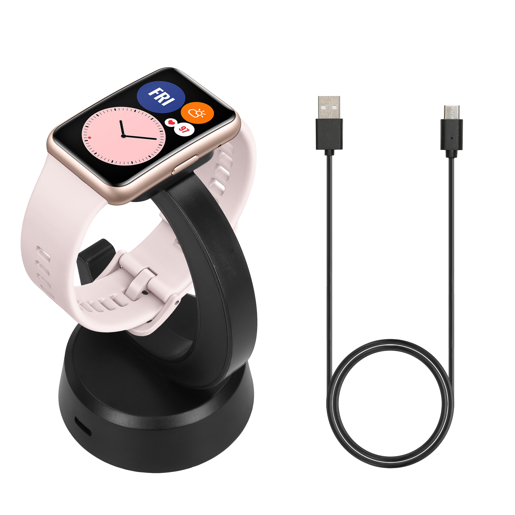 Dokovací stanice hodinky Huawei Watch Fit nabíjecí stojánek USB černá kwmobile