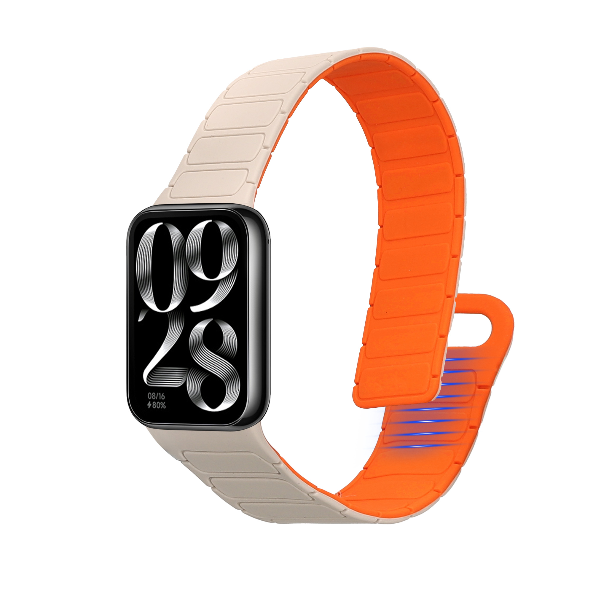 Řemínek pro Xiaomi Smart Band 8 Pro / Band 9 Pro / Redmi Watch 5 / Redmi Watch 4 kwmobile silikonové - bílá / oranžová