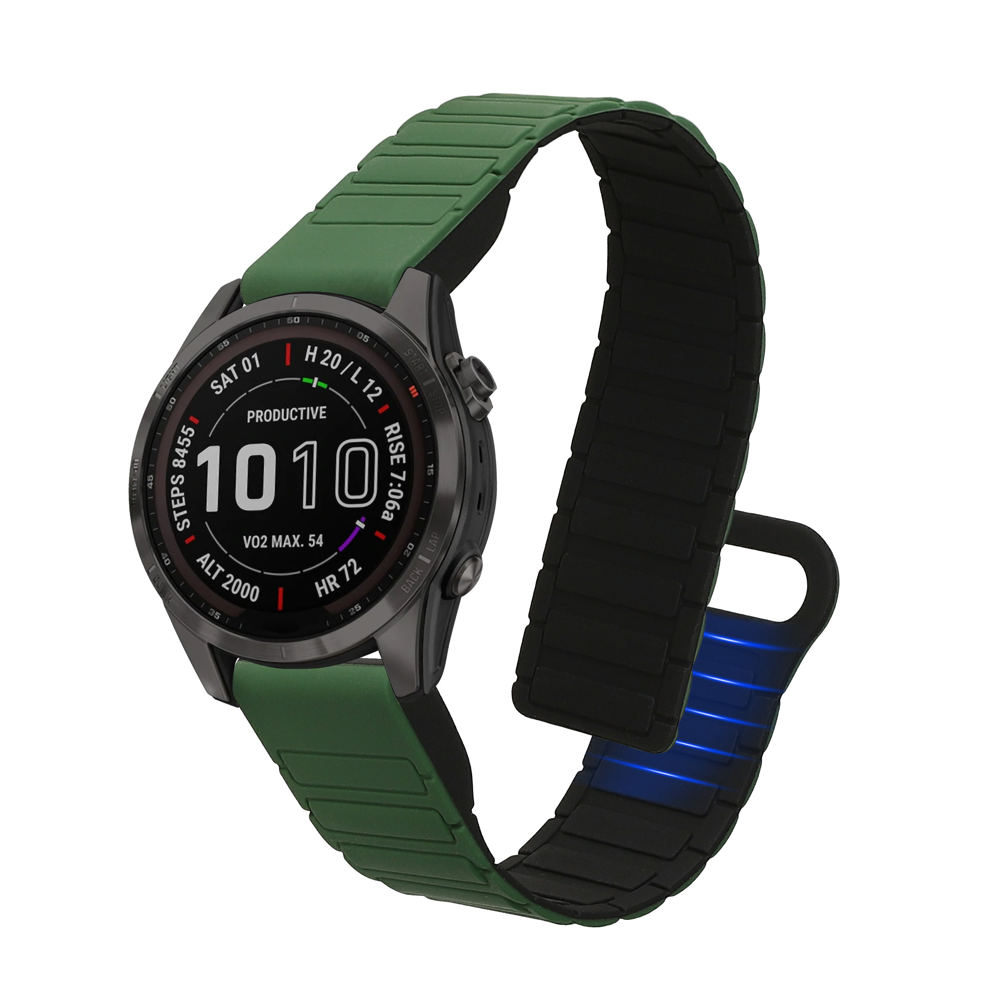 Magnetický řemínek Garmin Fenix kwmobile tmavě zeleno-černé