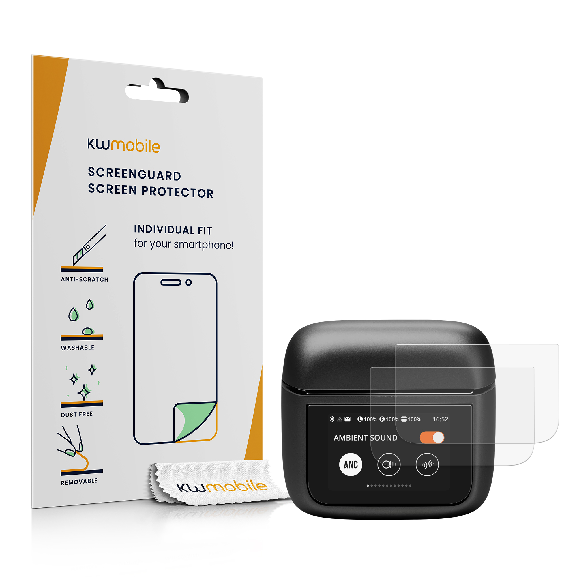 3 ks Ochranná fólie na displej pouzdra sluchátek JBL Tour Pro 3 / Live Pro 3 kwmobile - for earphones charging case display