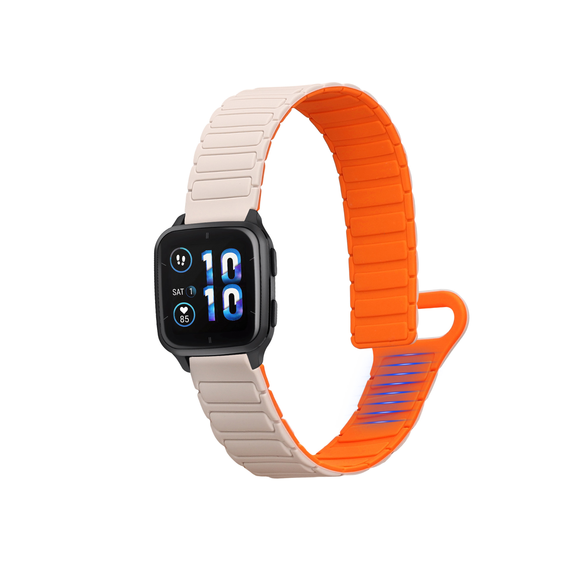 Řemínek kwmobile pro Garmin Venu Sq 2 Music / Sq 2 / Vivoactive 6 / Vivoactive 5 - bílá / oranžová