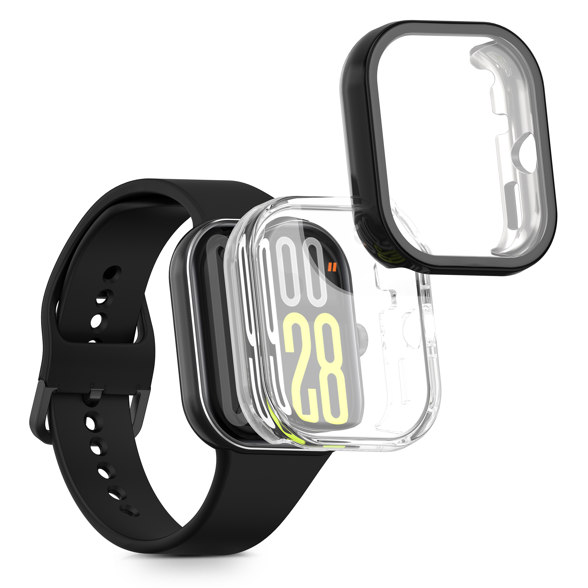 kwmobile ochranný kryt na chytré hodinky Redmi Watch 5 / Redmi Watch5 eSIM - transparentní / černá