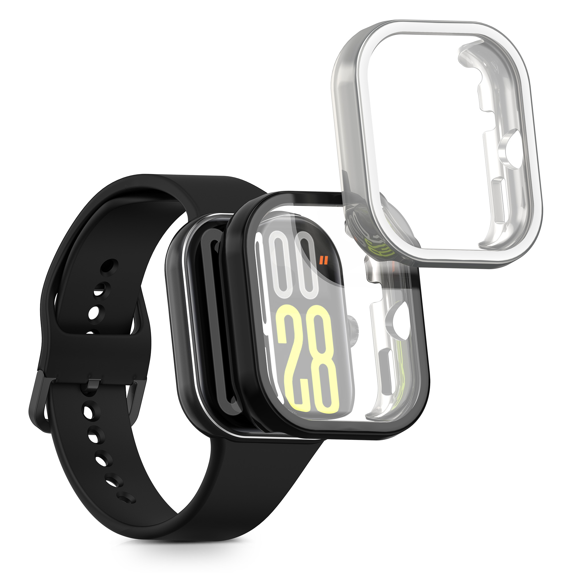 kwmobile ochranný kryt na chytré hodinky Redmi Watch 5 / Redmi Watch5 eSIM - černá / stříbrná