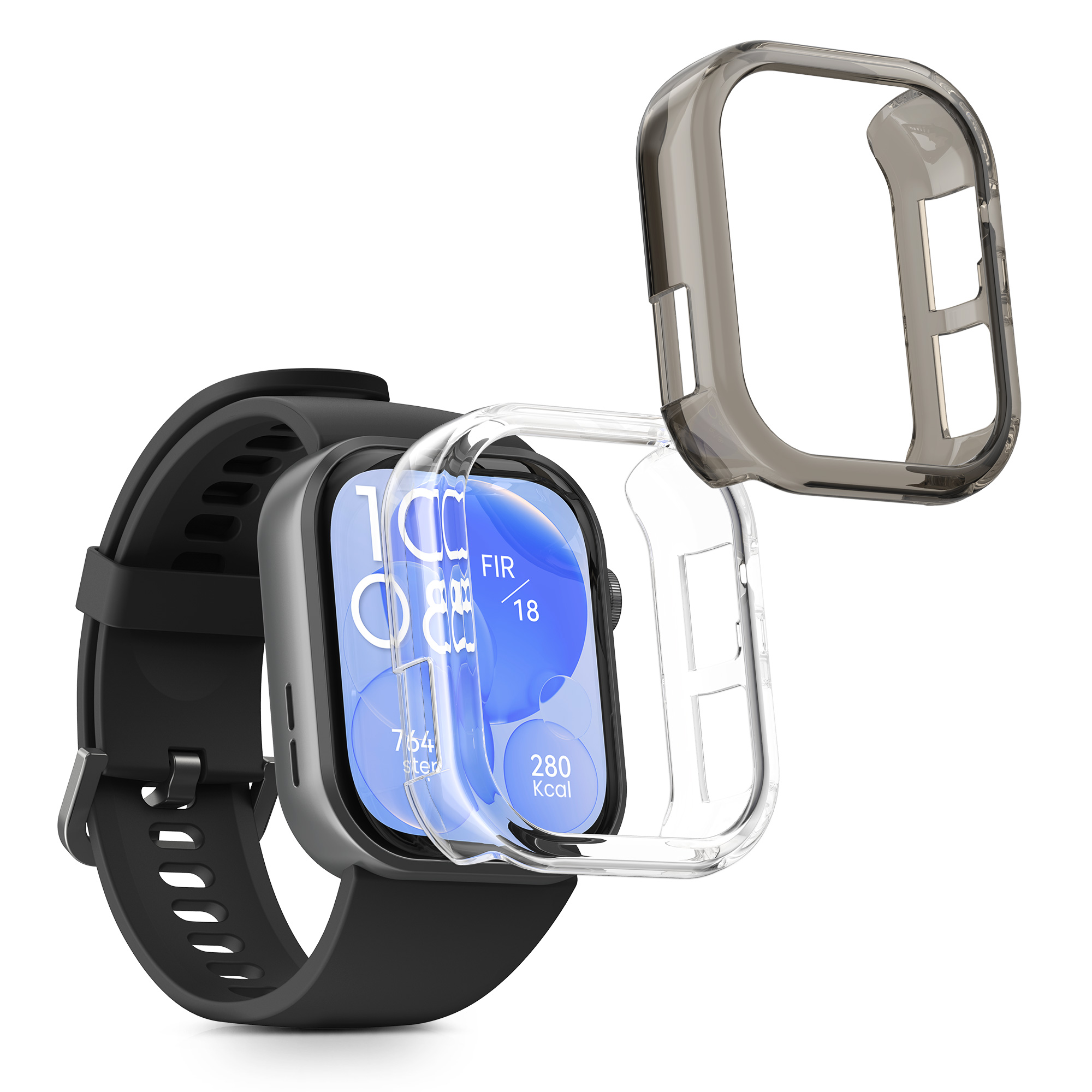 Silikonový rámeček hodinky Huawei Watch Fit 3 průhledný sada 2 ks průhledná/černá kwmobile