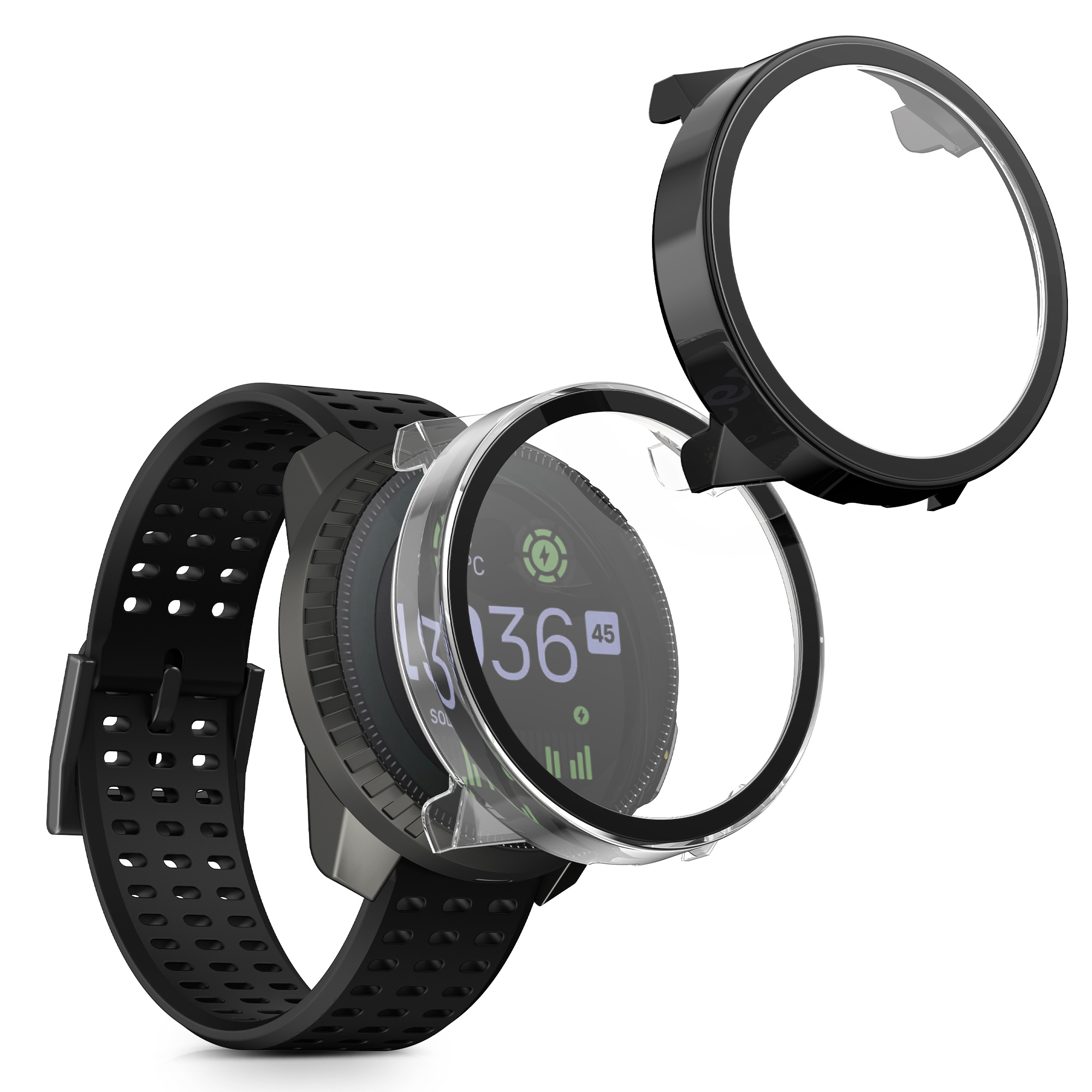 2 ks Ochranný kryt na hodinky kwmobile pro Suunto Vertical - transparentní / černá