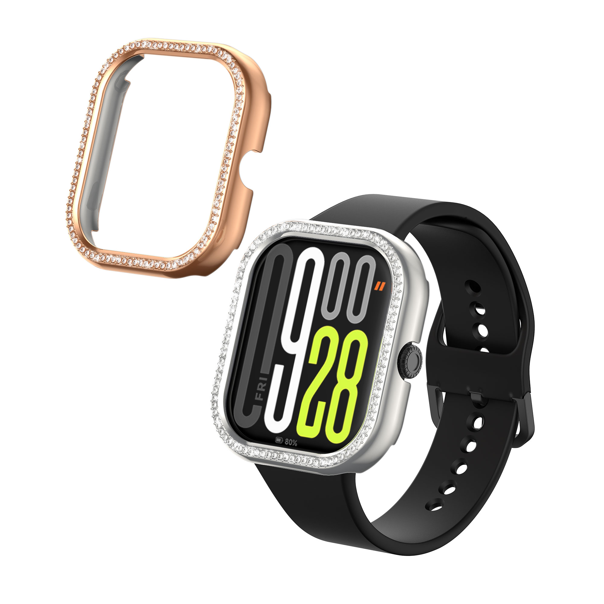 kwmobile ochranný rámeček na chytré hodinky Redmi Watch 4 / Watch 5 / Watch 5 eSIM - stříbrná / růžově zlatá