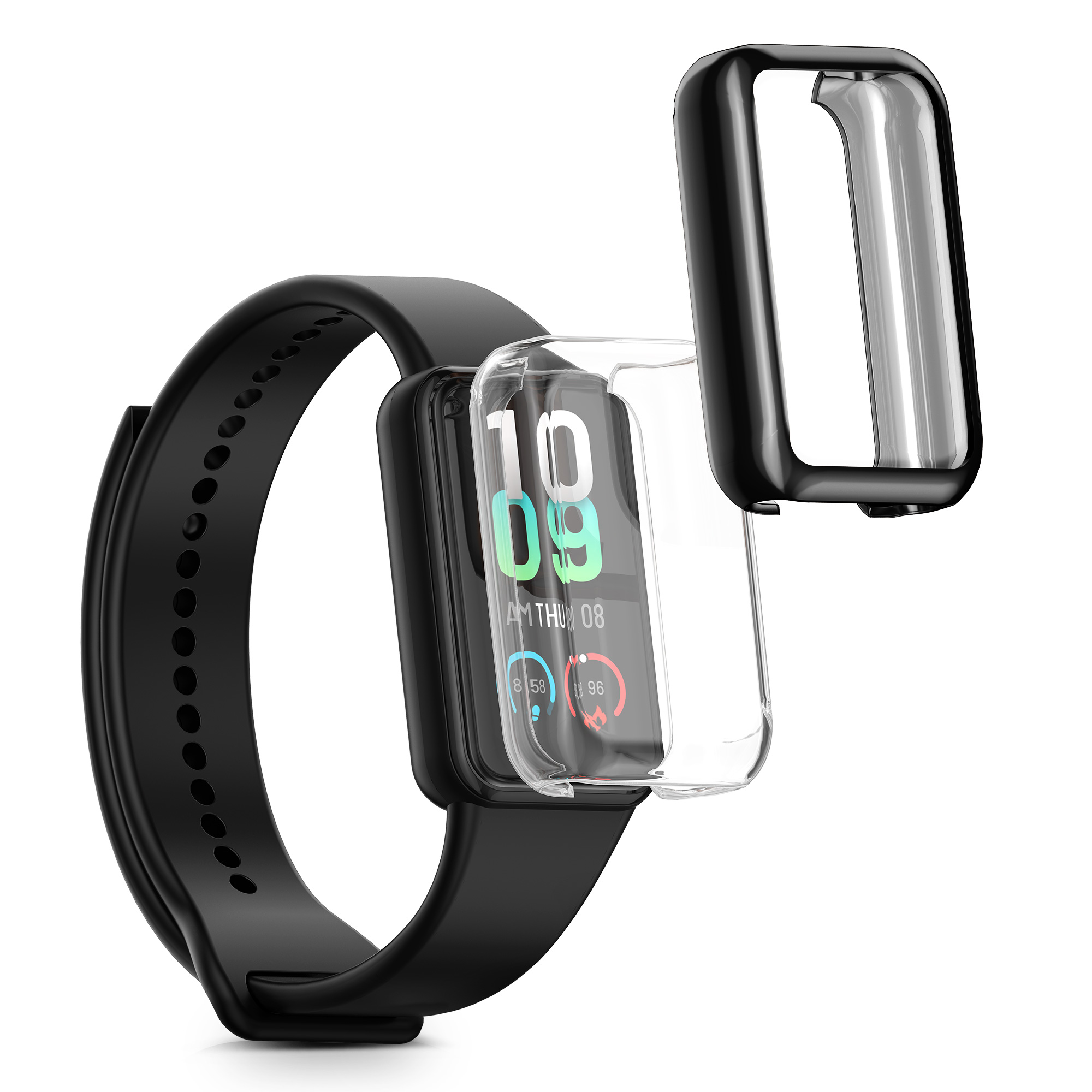 Sada 2 krytů s ochranou displeje pro Amazfit Band 7 kwmobile - transparentní a černá