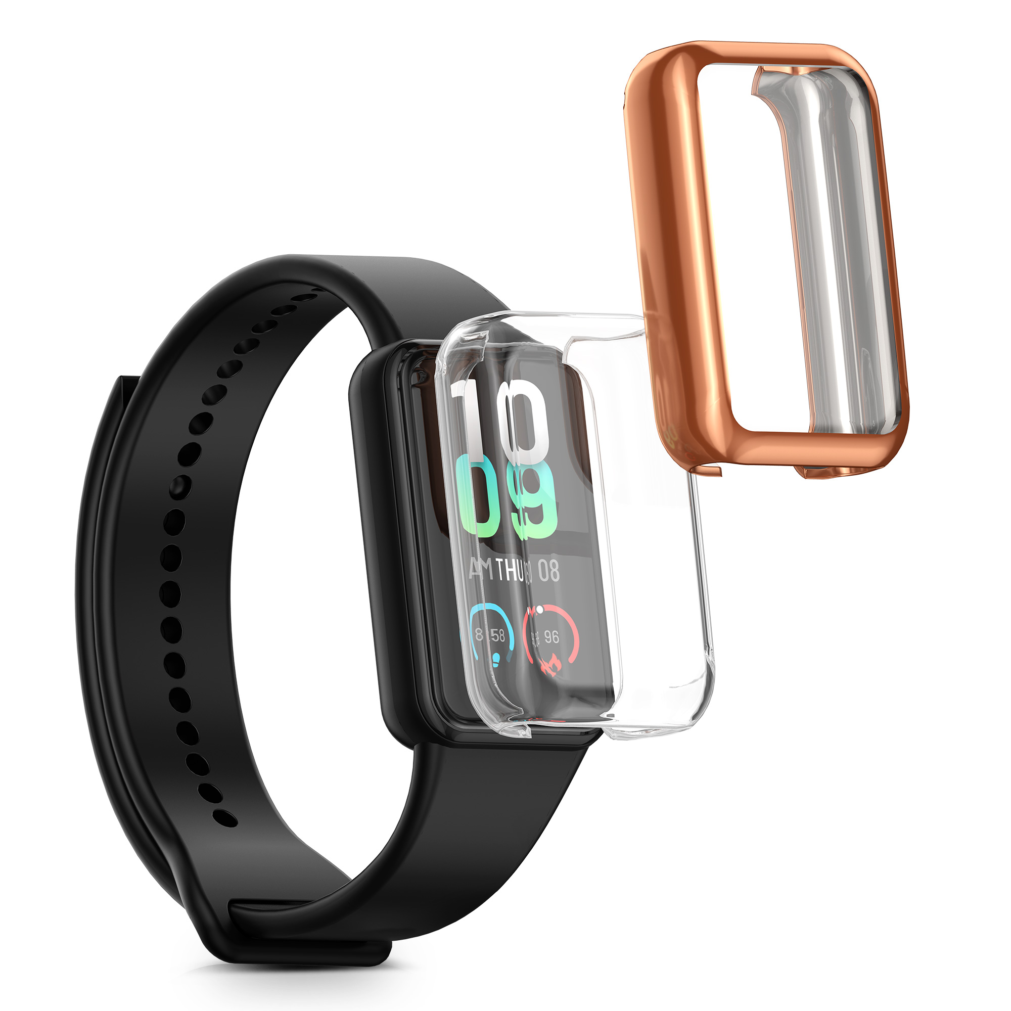 Sada 2 krytů s ochranou displeje pro Amazfit Band 7 kwmobile - černá a stříbrná