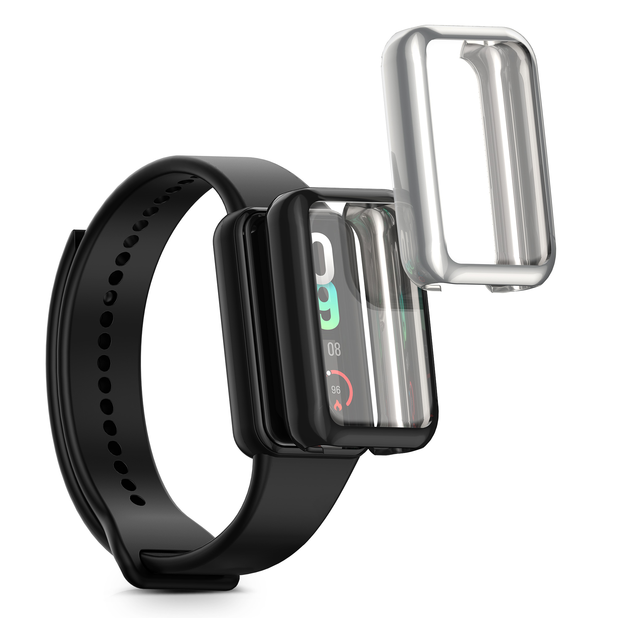 Sada 2 krytů s ochranou displeje pro Amazfit Band 7 kwmobile - transparentní a růžově zlatá