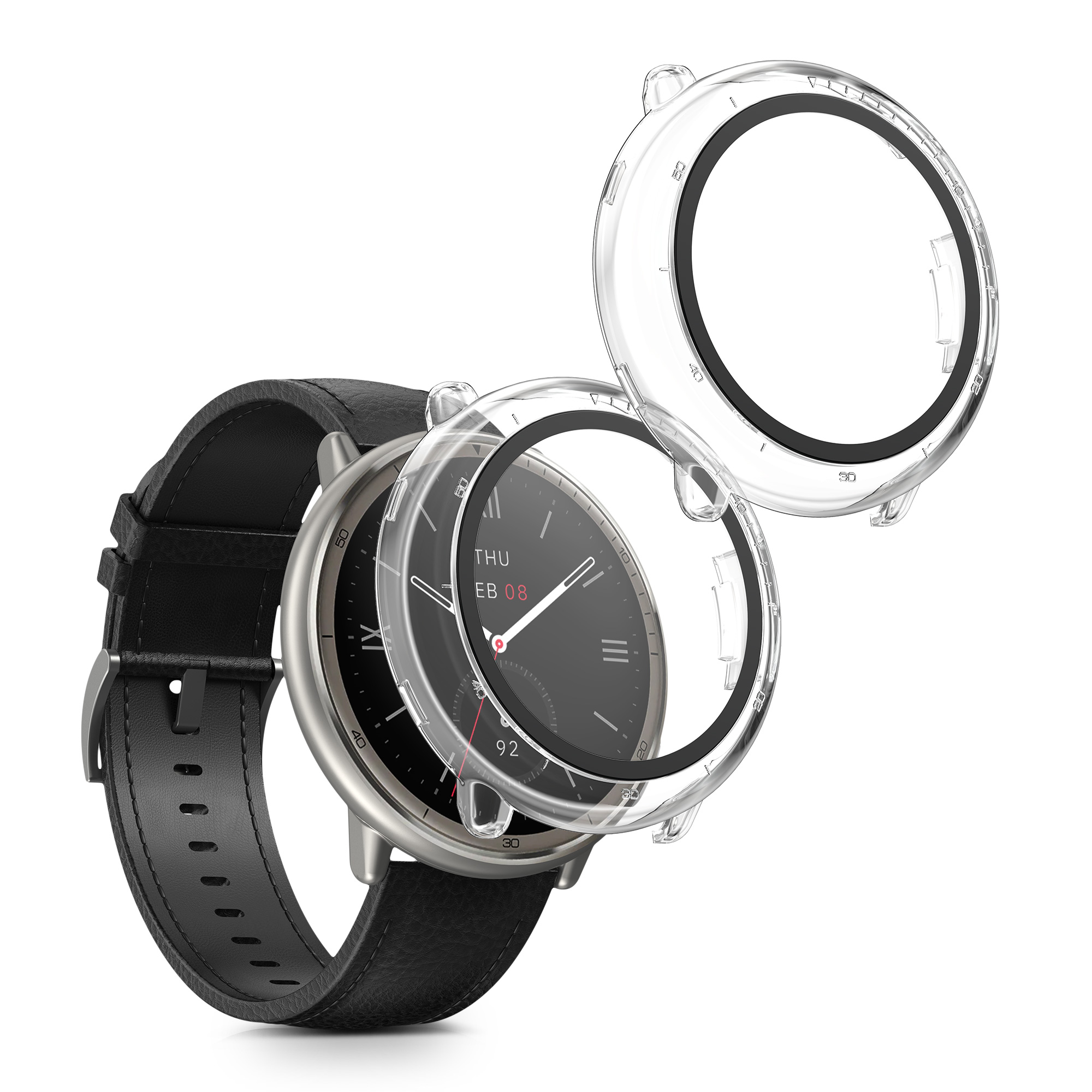 Sada 2 krytů s ochranou displeje pro Amazfit Active2 (A2437) kwmobile - transparentní