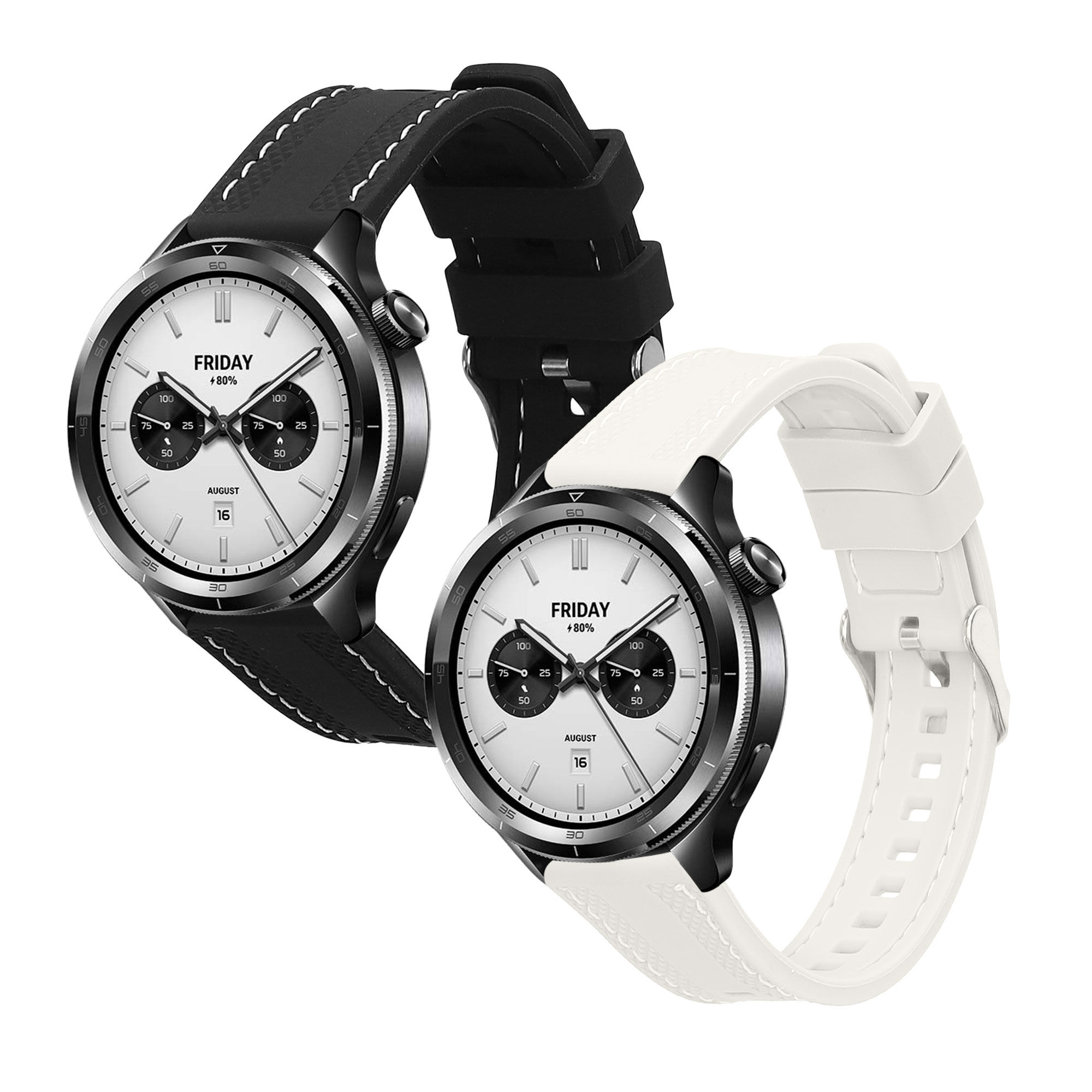 Řemínek na hodinky kwmobile silikonový pro Xiaomi Watch S4, černá / bílá, 2 ks