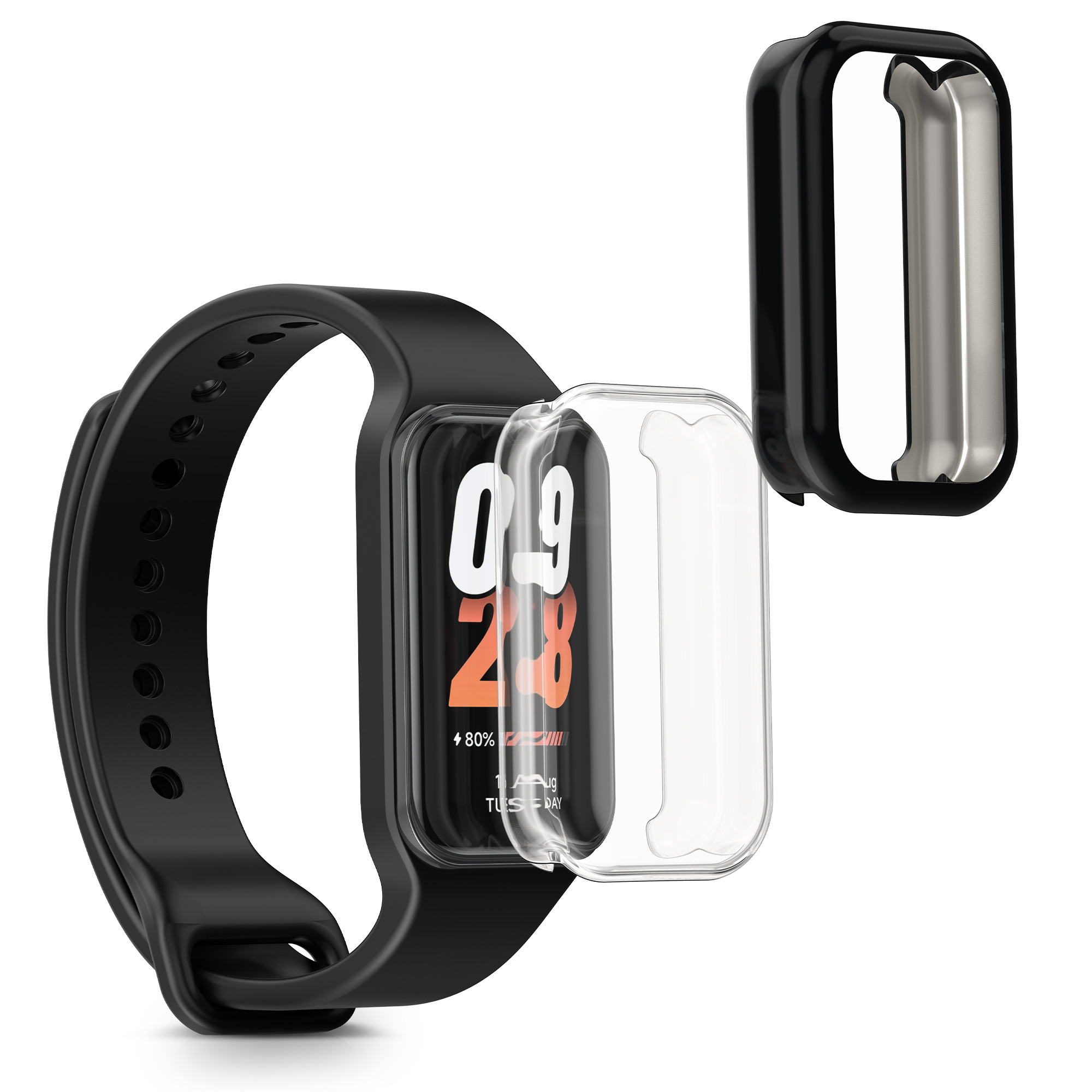 2x Ochranná fólie Xiaomi Smart Band 8 Active / Redmi Band 2 kwmobile - transparentní / černá