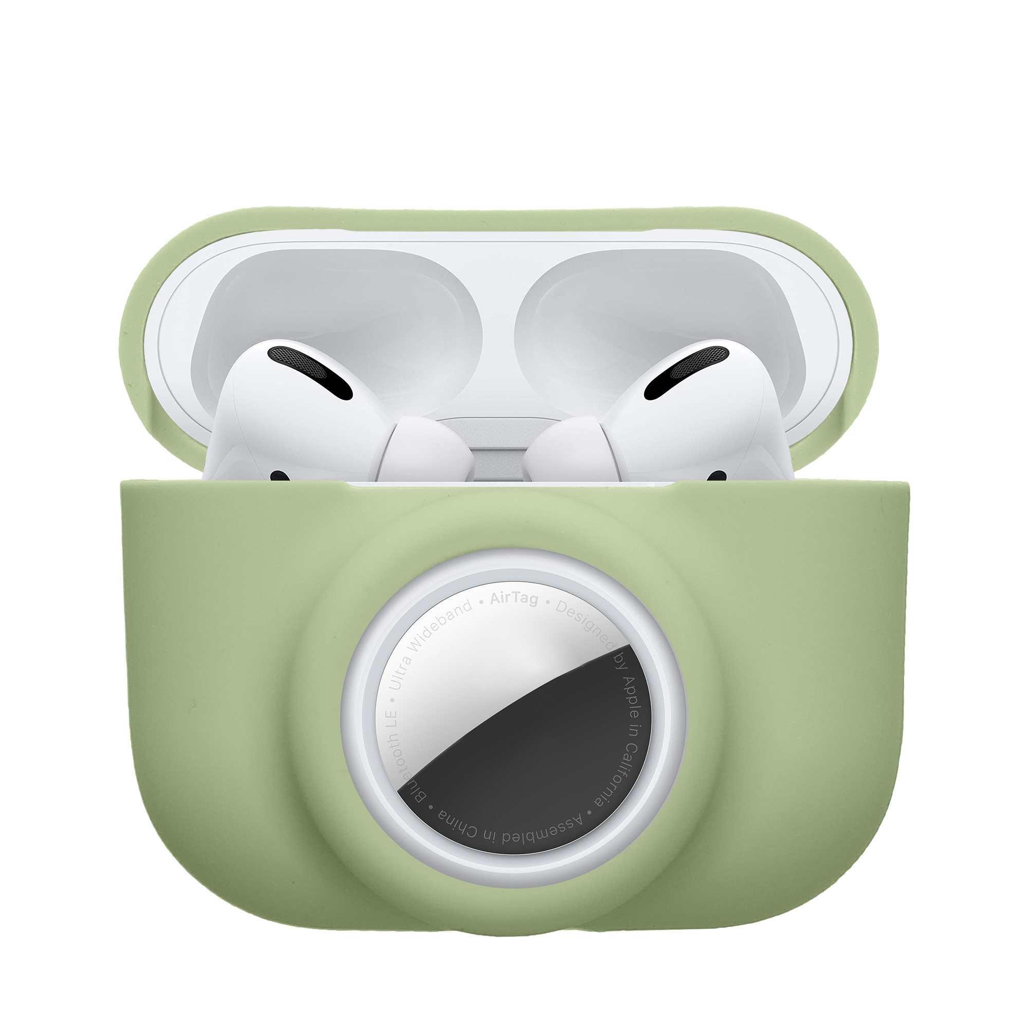 Obal pro Apple Airpods Pro (1.Gen) kwmobile s karabinou silikonové - zelená