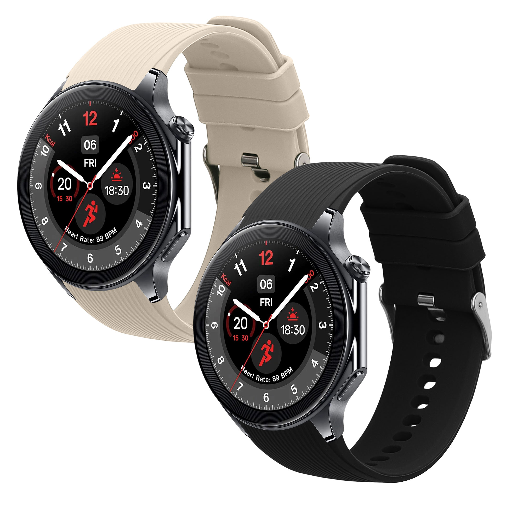 Řemínky pro OnePlus Watch 3 / 2 / 2R / Oppo Watch X2 kwmobile silikonové - černá / krémová