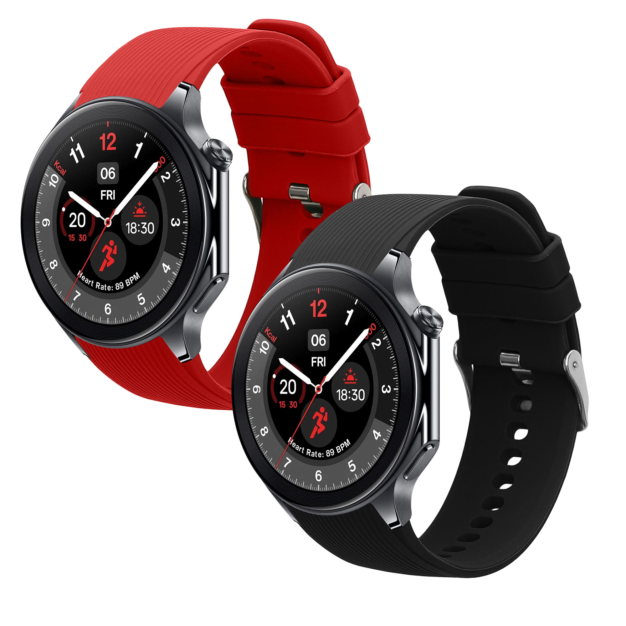 Řemínky pro OnePlus Watch 3 / 2 / 2R / Oppo Watch X2 kwmobile silikonové - černá / červená