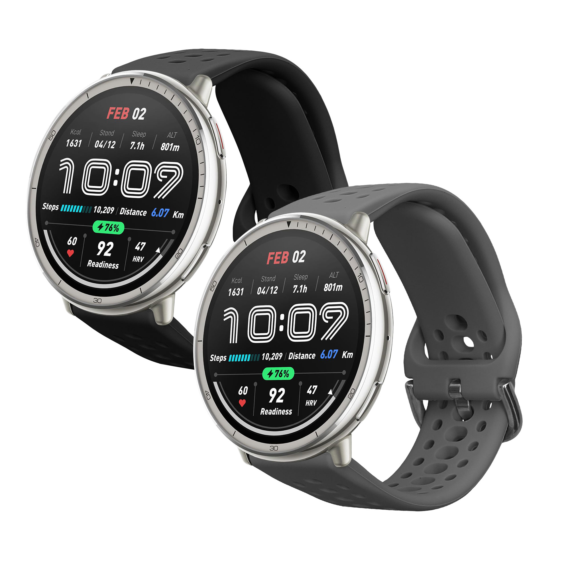 Řemínek 20mm Amazfit Active 2/2 Square/Active Edge/Bip 3/GTS... 20mm kwmobile TPU černý/tmavě šedý