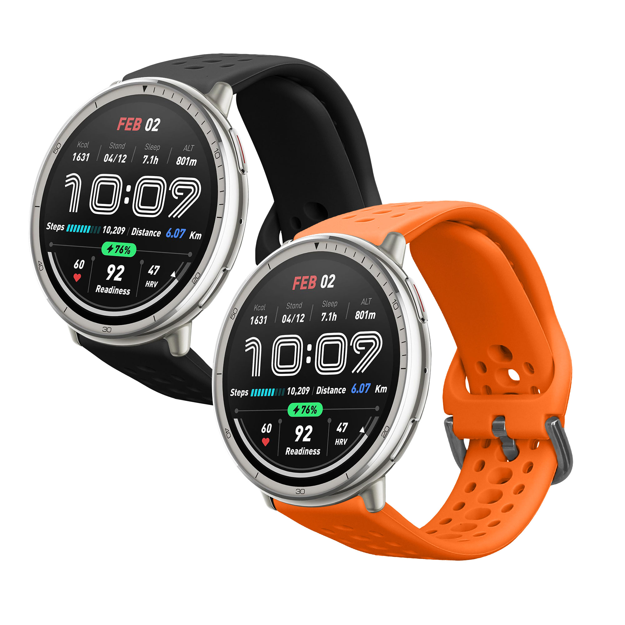 Řemínky pro 20mm Amazfit Active 2 / 2 Square / Active Edge / Bip 3 / GTS 3 4 kwmobile silikonové - černá / oranžová