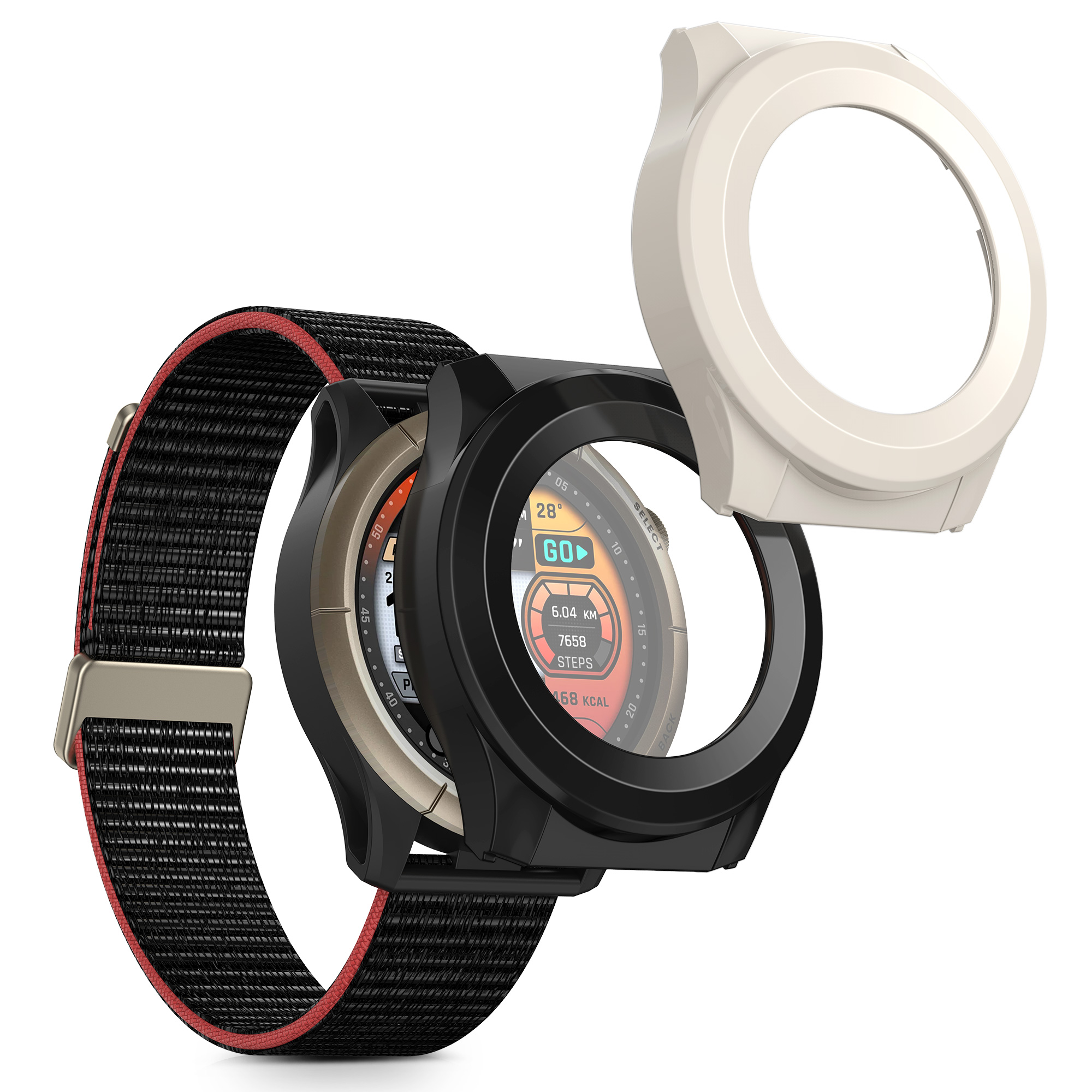 Sada 2 krytů s ochranou displeje pro Amazfit Cheetah / Amazfit Cheetah Pro kwmobile - černá a bílá