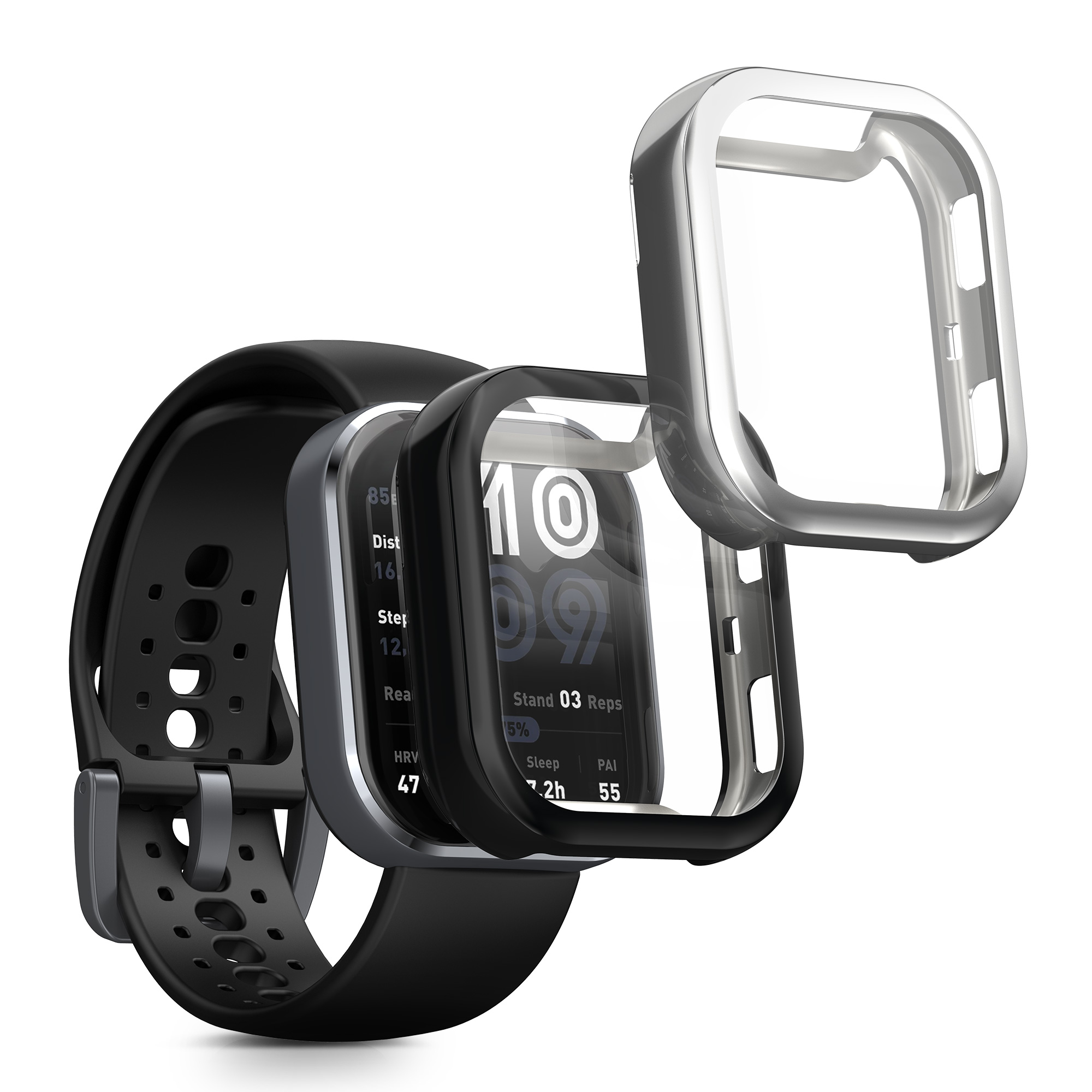 Sada 2 krytů s ochranou displeje pro Amazfit Bip 6 kwmobile - černá a stříbrná