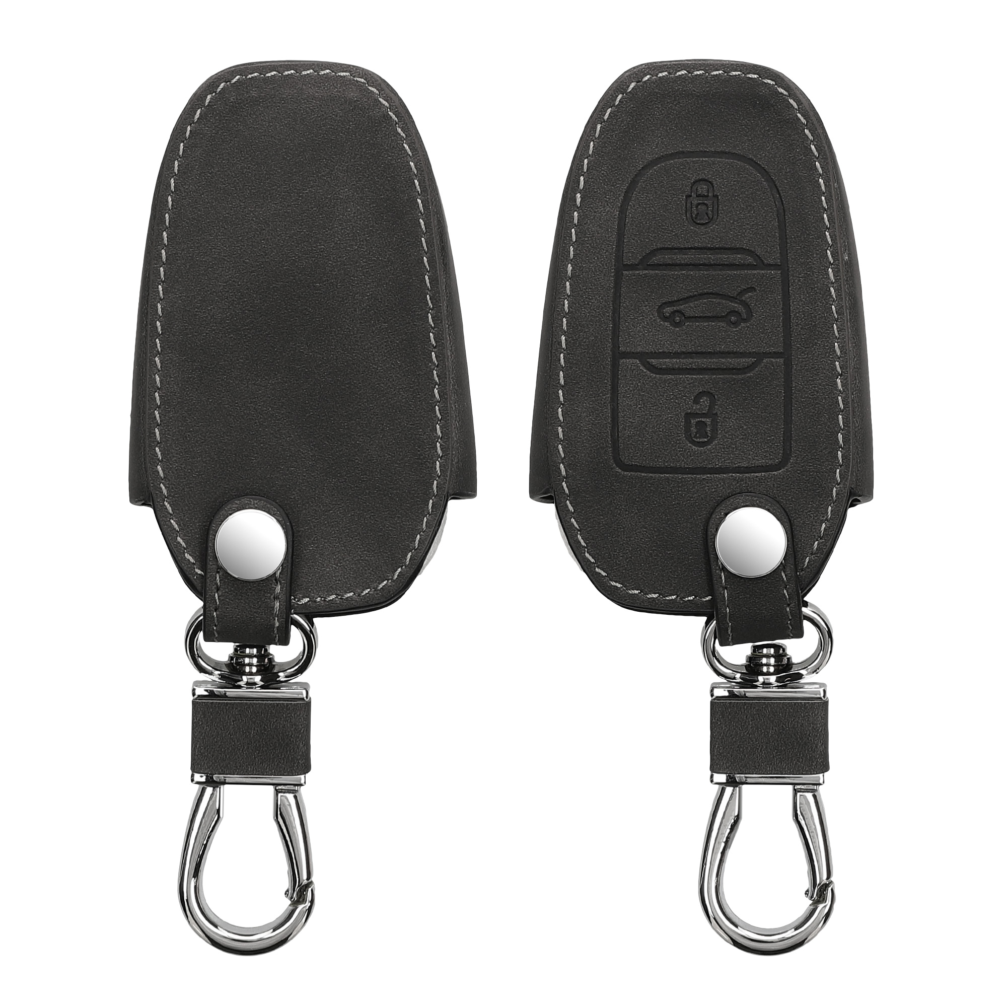 Obal na klíč od auta pro Opel chytrý klíč se 3 tlačítky only Keyless Go kwmobile peněženkové z eko kůže - tmavě šedá