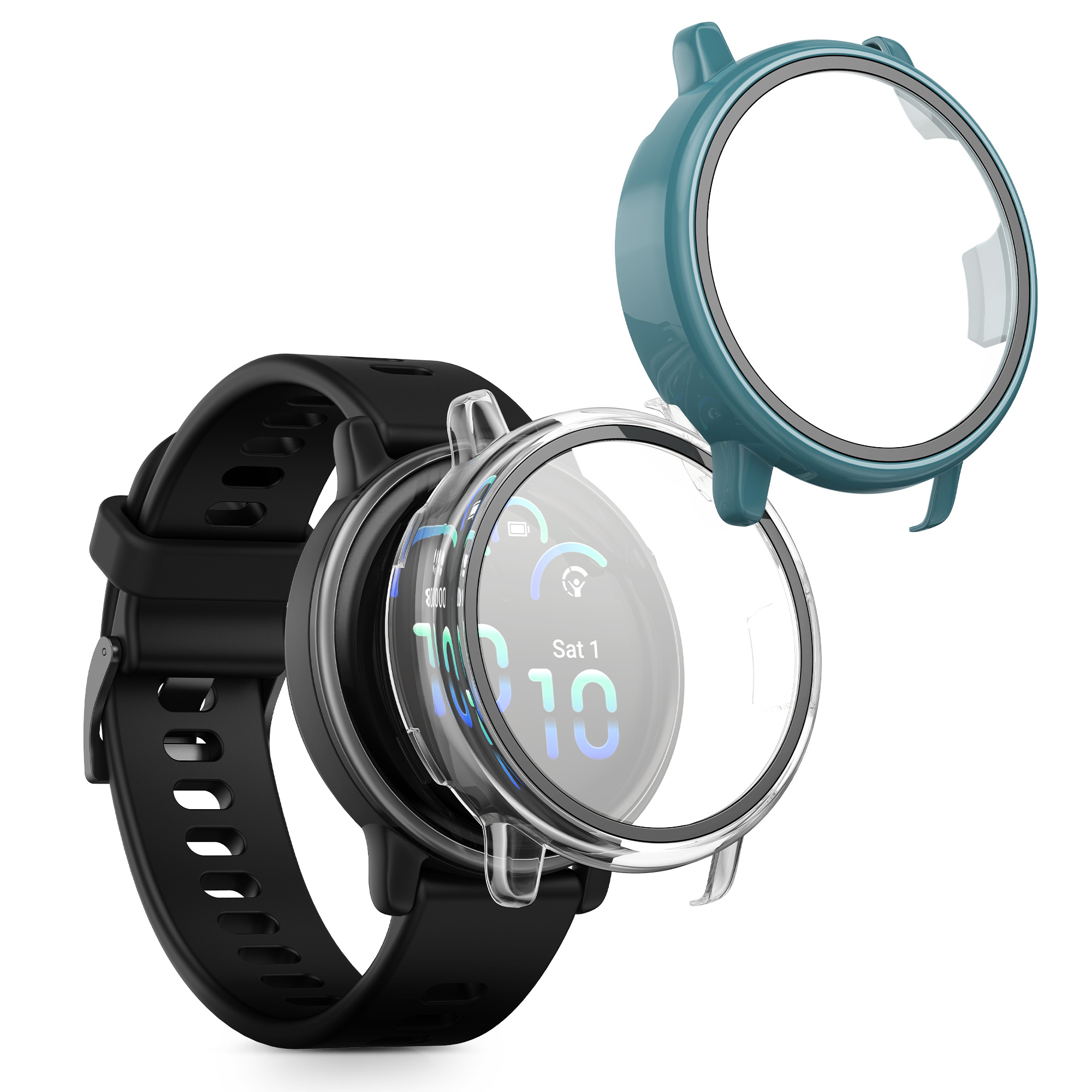 Rámeček se sklem kwmobile pro Garmin vivoactive 6 (42mm) / Active 6 - 2 ks, transparentní / zelená