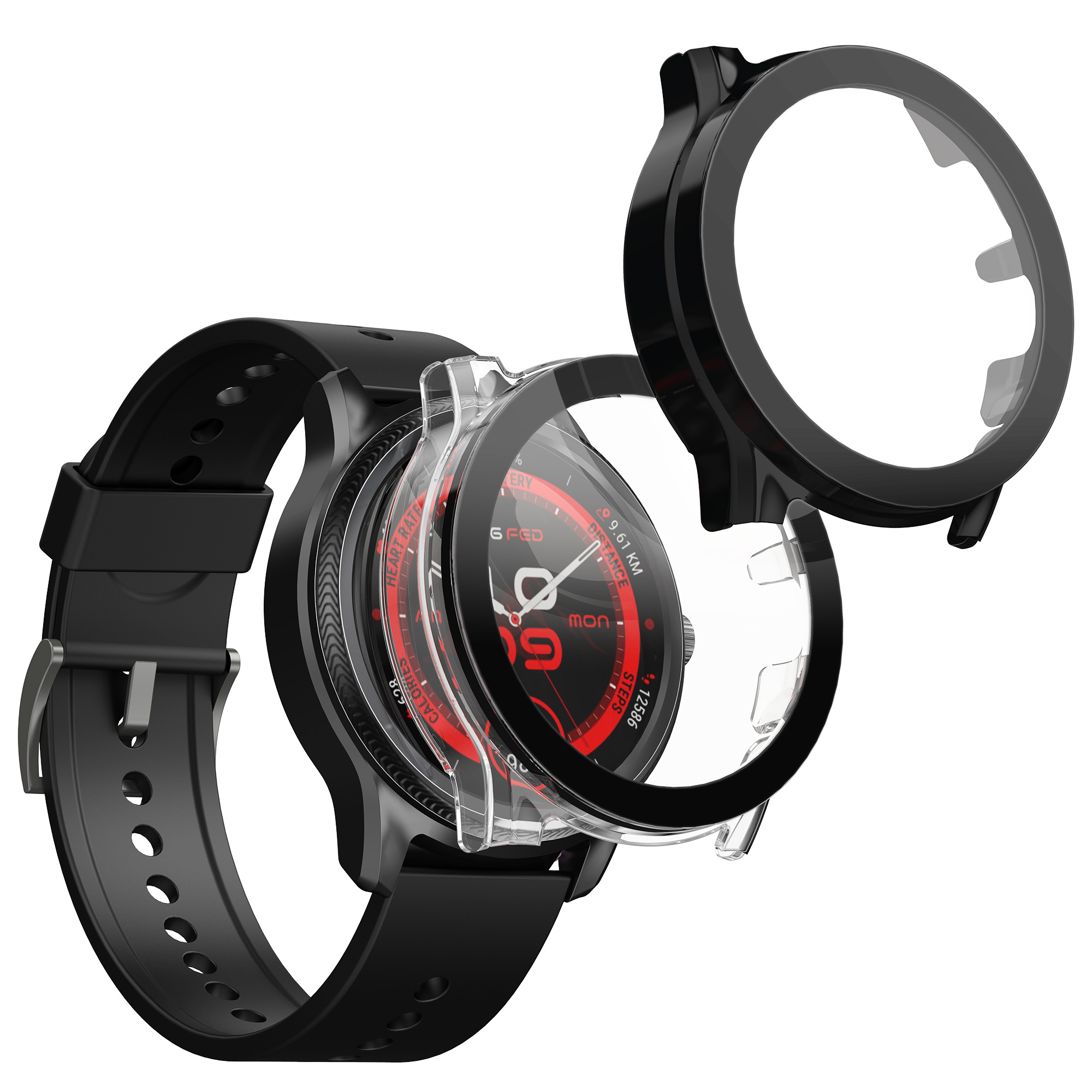 Ochranný kryt se sklem na hodinky Ticwatch Pro 5 Enduro kwmobile - černá/transparentní